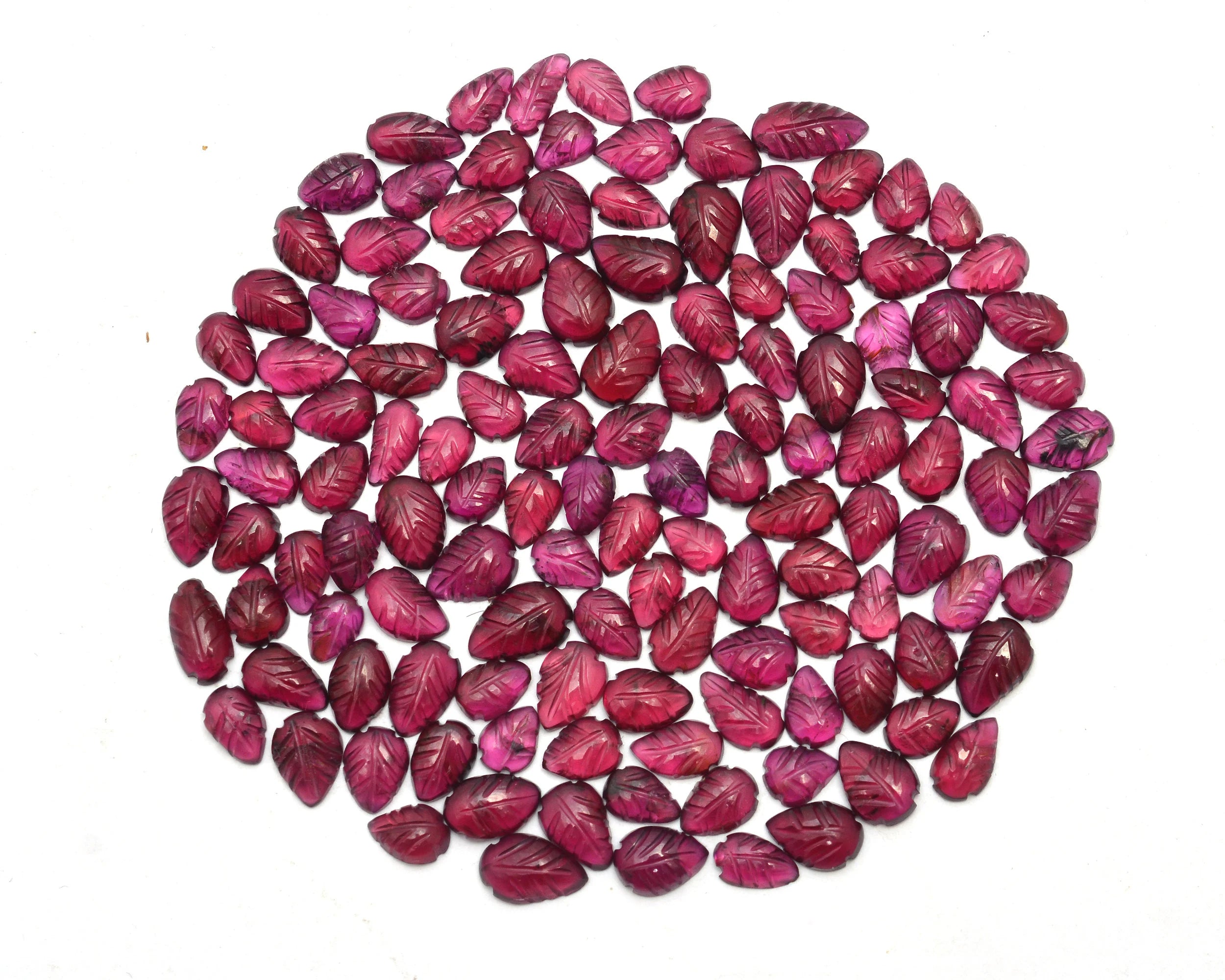 Rhodolite Garnet Carving Leaf Loose Gemstone, 7x5 mm To 10x7 mm,  SKU791