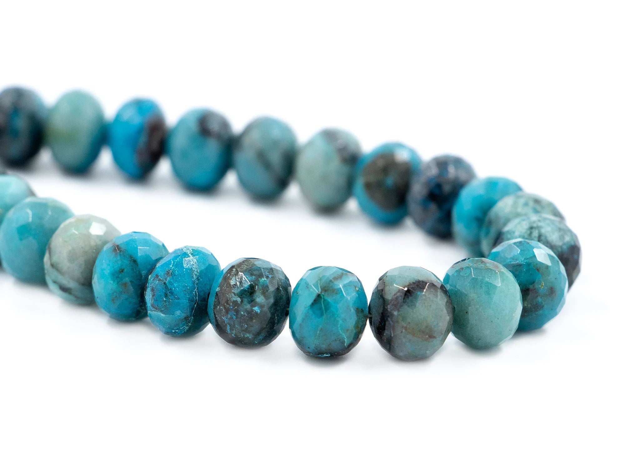 Multi Color Chrysocolla Faceted Rondelle Beads, Unique Chrysocolla Beads, Handmade Wholesale Beads, Jewelry Making Beads, 8"Strand (SKU1583)