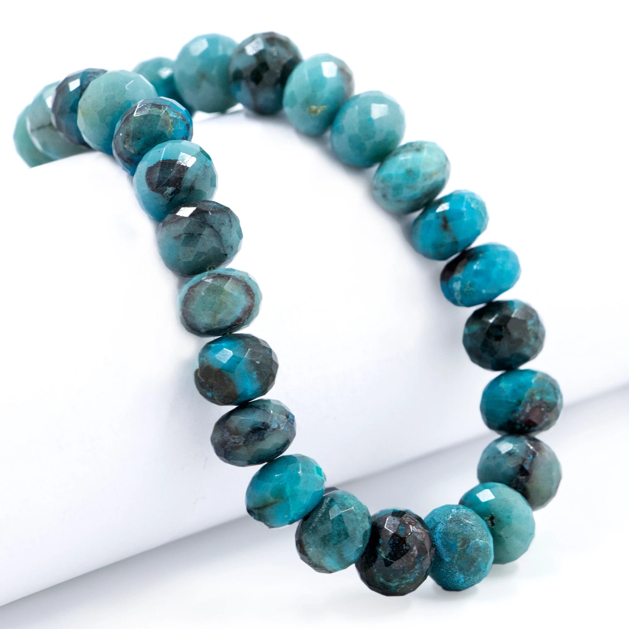 Multi Color Chrysocolla Faceted Rondelle Beads, Unique Chrysocolla Beads, Handmade Wholesale Beads, Jewelry Making Beads, 8"Strand (SKU1583)