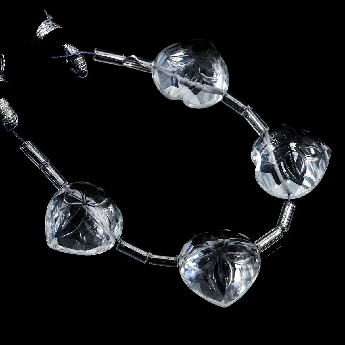 Crystal Quartz Heart Carving Beads, 12 mm, Crystal Quartz Carving, White Crystal Quartz Jewelry Making Gemstone Carving, , SKU1588