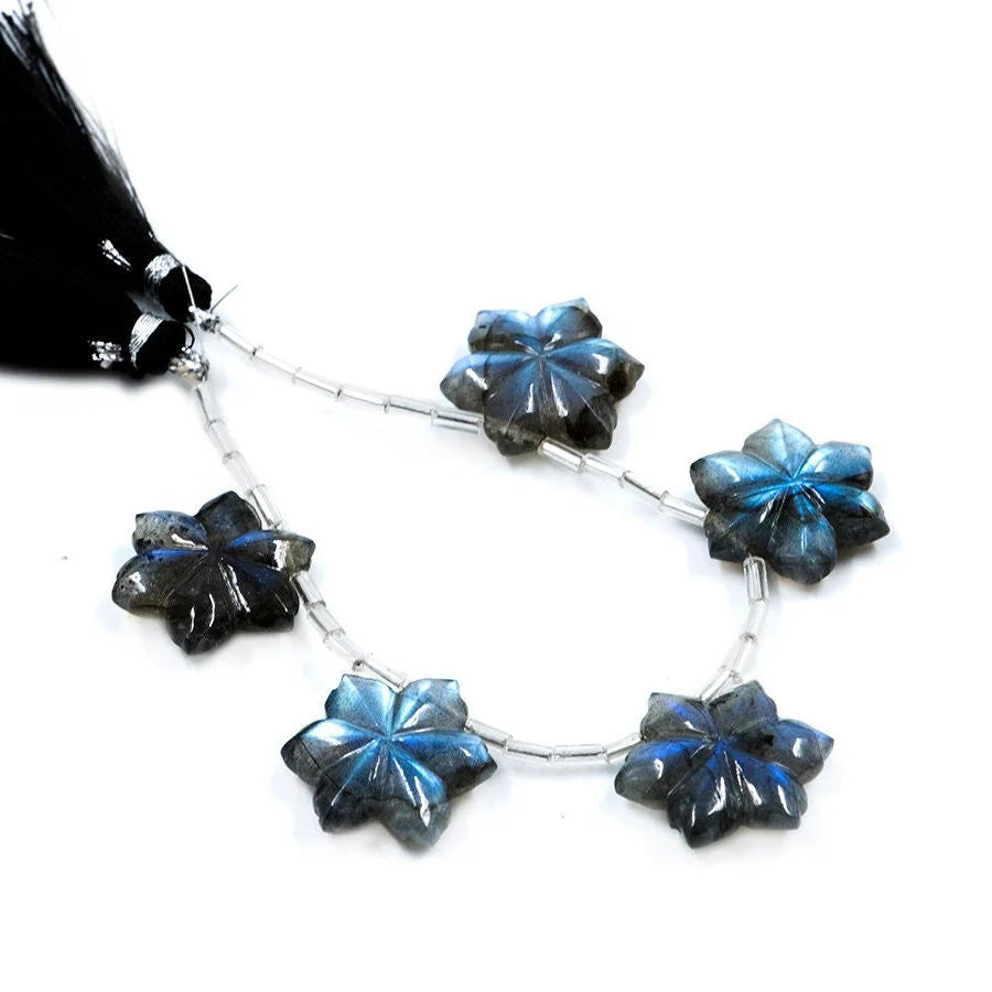 AA Quality Blue Flash Labradorite Flower Carving Gemstone Beads, 17.5 mm, Labradorite Handmade Gift For Women, Gemstone Craving, SKU1591