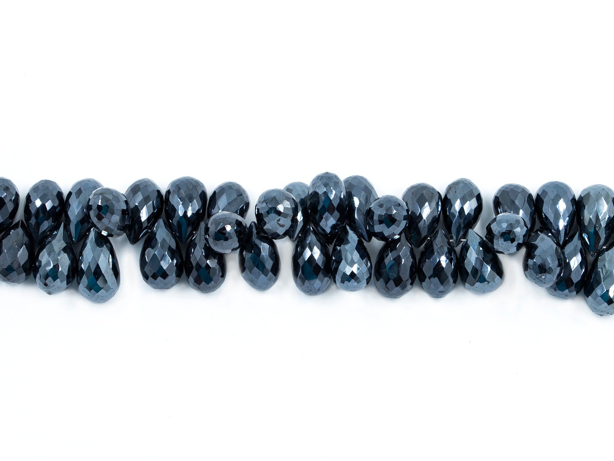Black Spinel Crystal Coated Metallic Faceted Drops Beads, 7x11 mm - 7.5x13.5, Black Spinel Coated Drops, Spinel Metallic Drops, SKU 1573