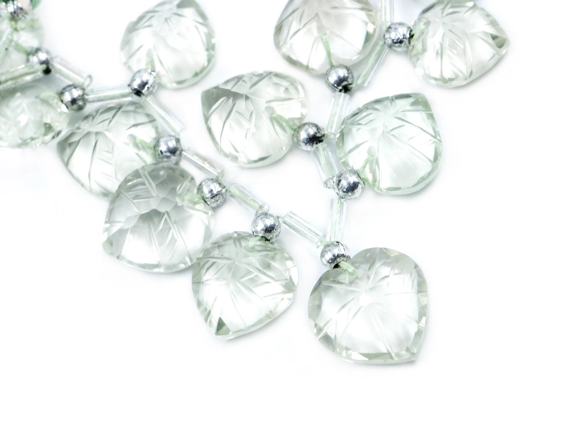 Natural Green Amethyst Fancy Heart Shape Carving Beads, 8.5 mm To 13 mm, Green Amethyst Carving, Carving Top Drilled Gemstone, SKU1592