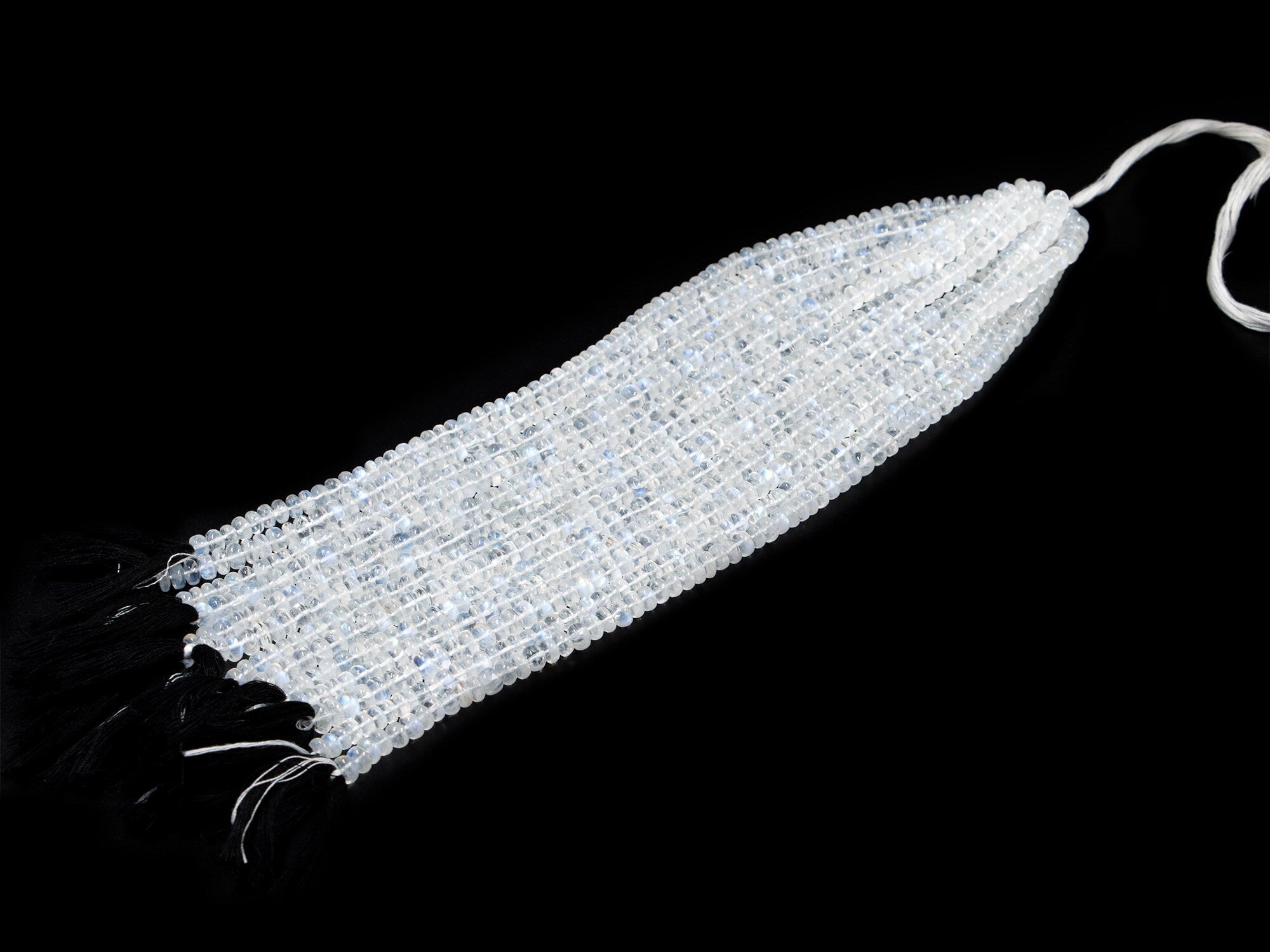 White Rainbow Moonstone Beads, Smooth Rondelle Beads, Natural Rainbow Moonstone Beads, Moonstone Beads Jewelry, 10" Strand (SKU 1579)