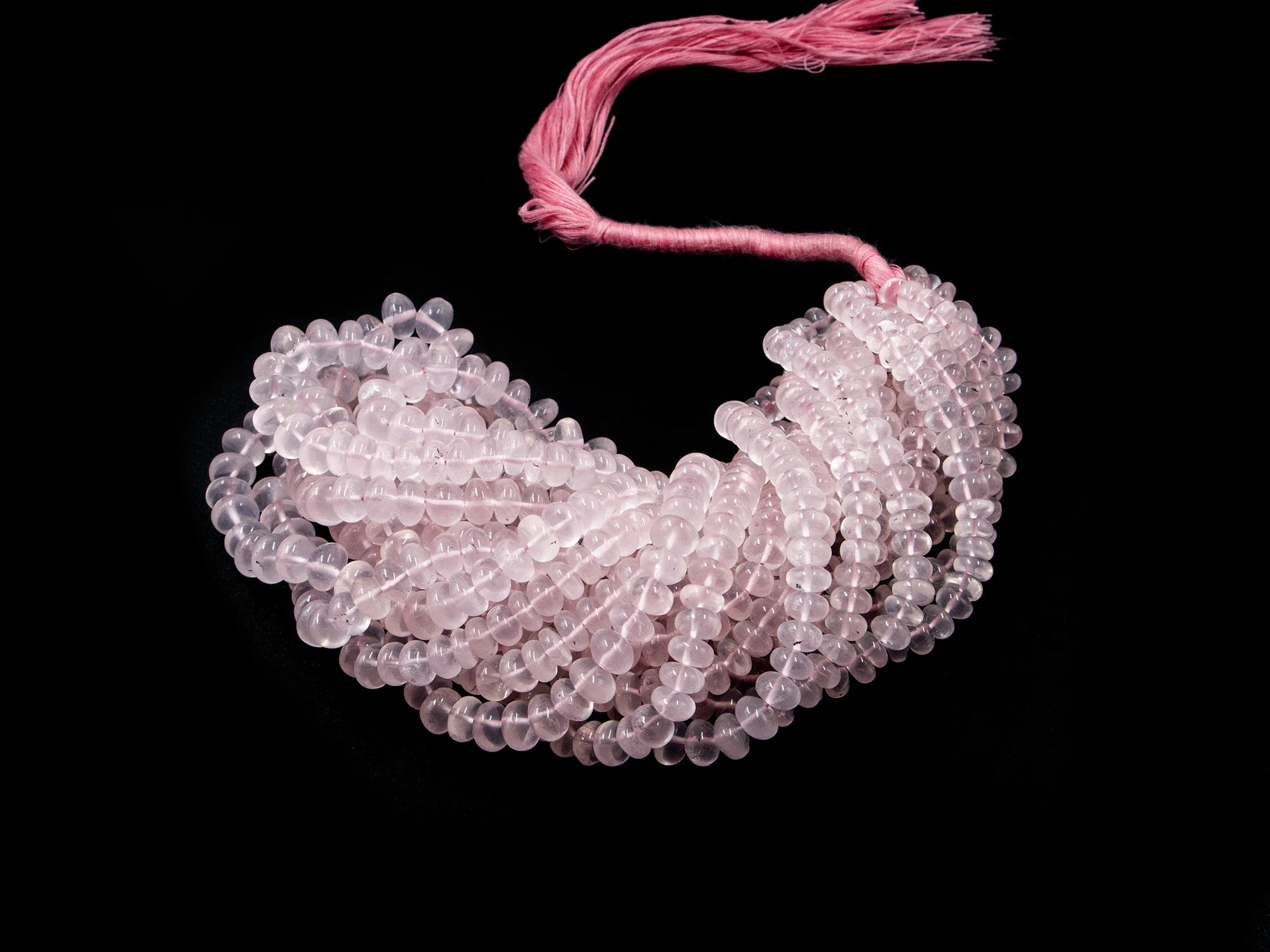 6 To 9 mm, Rose Quartz Beads, 18 Inch Strand, Smooth Rose Quartz Beads, Rondelle Beads, Handmade Rose Quartz Jewelry Making Beads (1578)