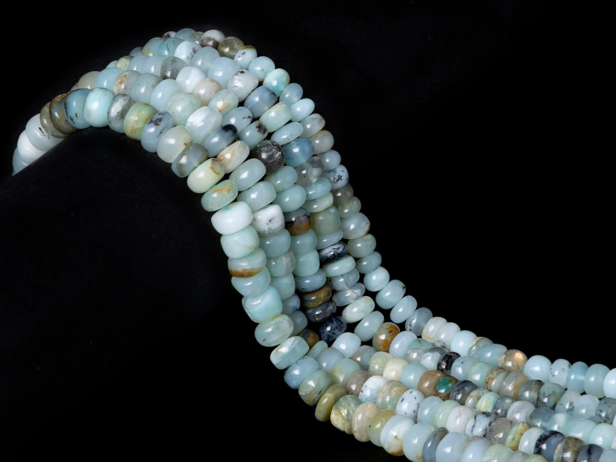 Natural Peruvian Opal Smooth Rondelle Gemstone Beads, 13 Inch Strand, (SKU1580)