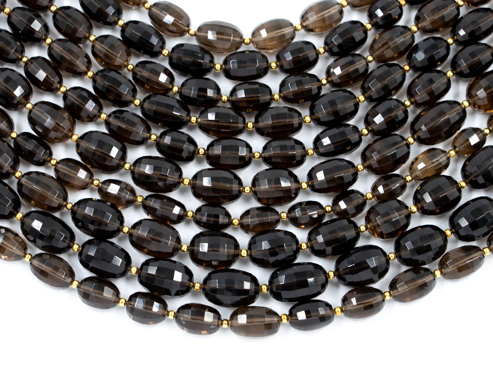 Smoky Quartz Faceted Oval Beads, Smoky Quartz Oval, Quartz Oval Handmade Jewelry Making Gemstone Beads, 9 Inch Strand, SKU 1564