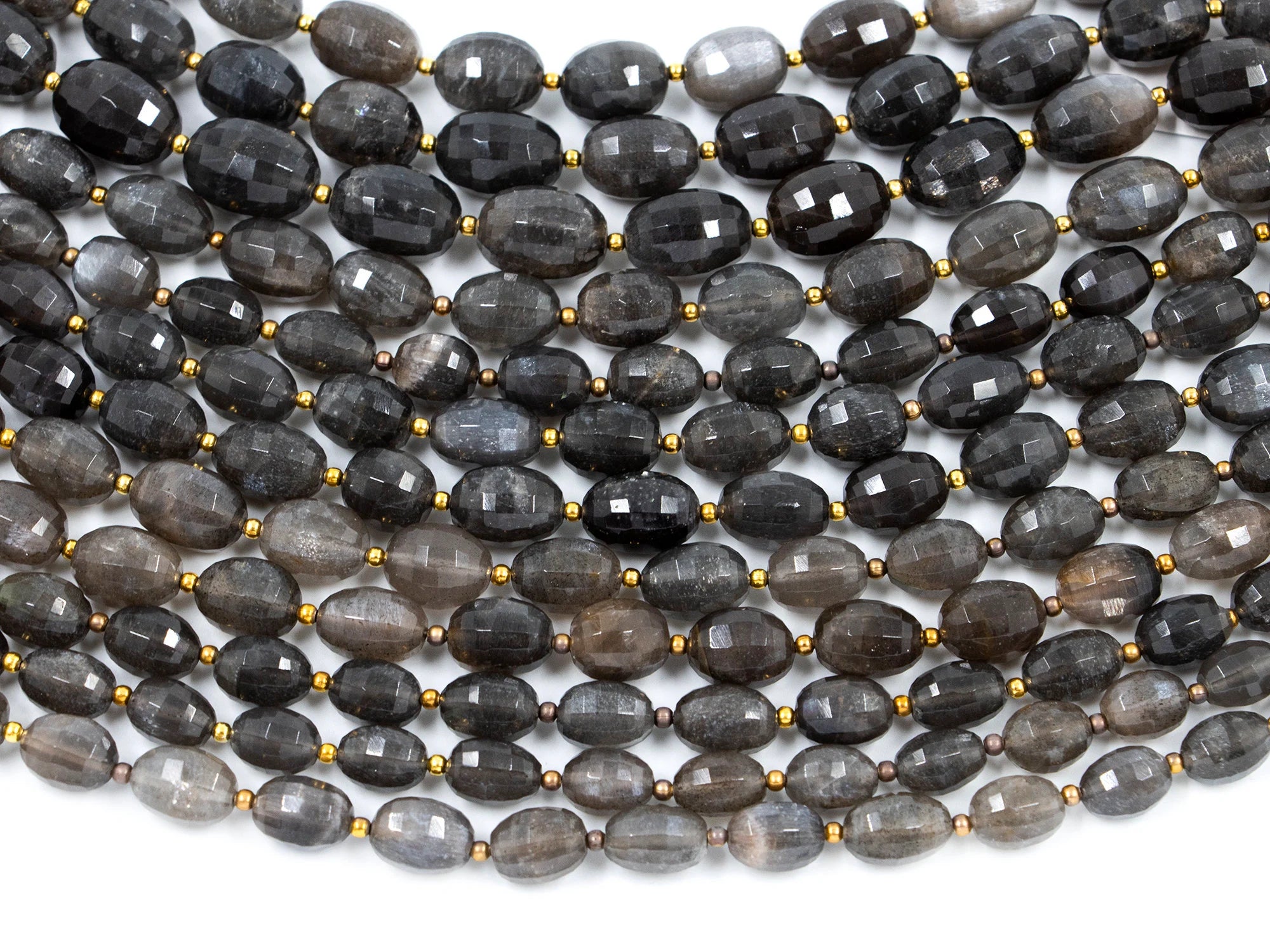 AA Quality Gray Moonstone Faceted Oval Beads, Gray Moonstone Oval, Moonstone Handmade Jewelry Making Beads, 9 Inch Price Strand SKU 1566