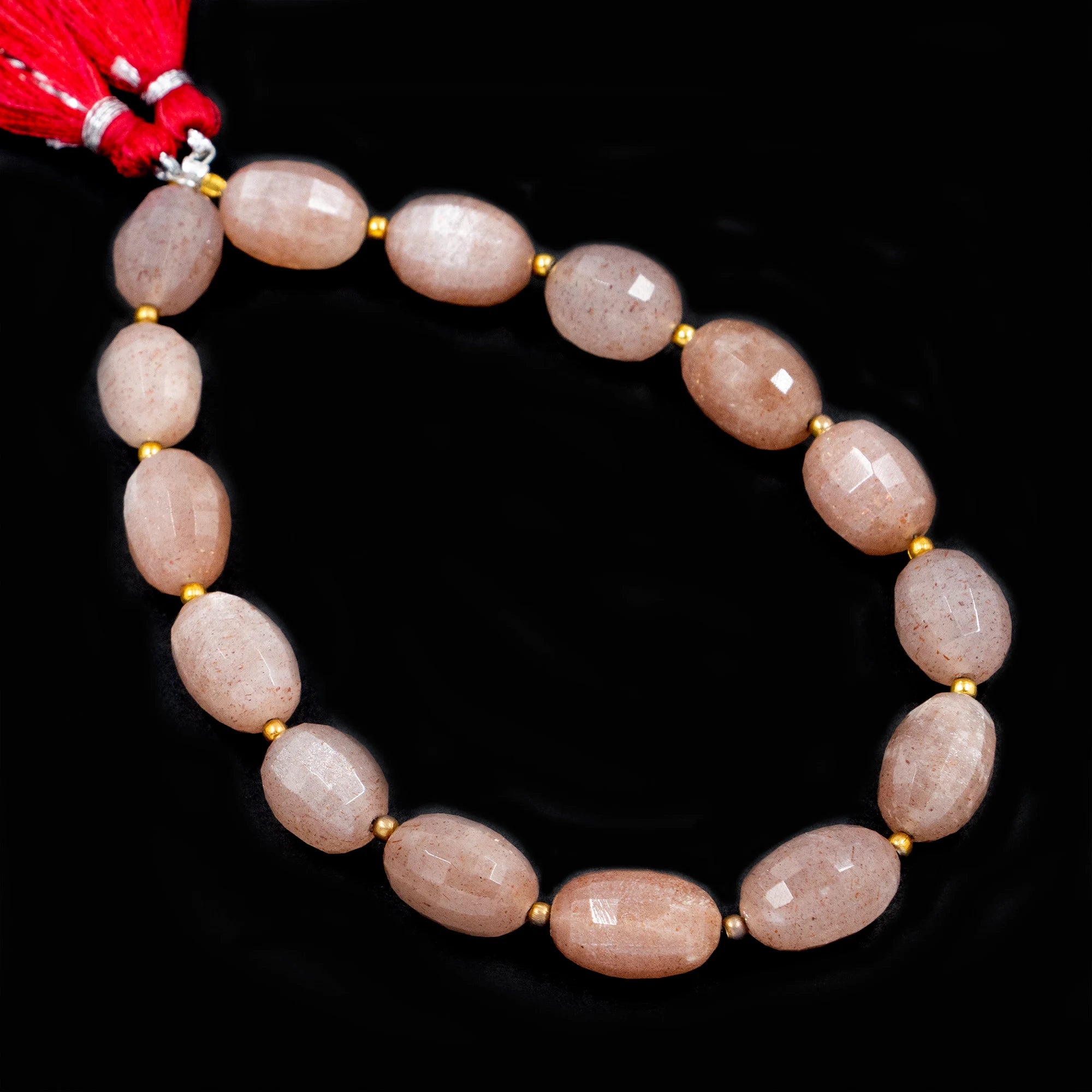 AA Quality Peach Moonstone Faceted Oval Beads, Peach Moonstone Oval, Moonstone Handmade Jewelry Making Beads, 9 Inch Price Strand, SKU 1568