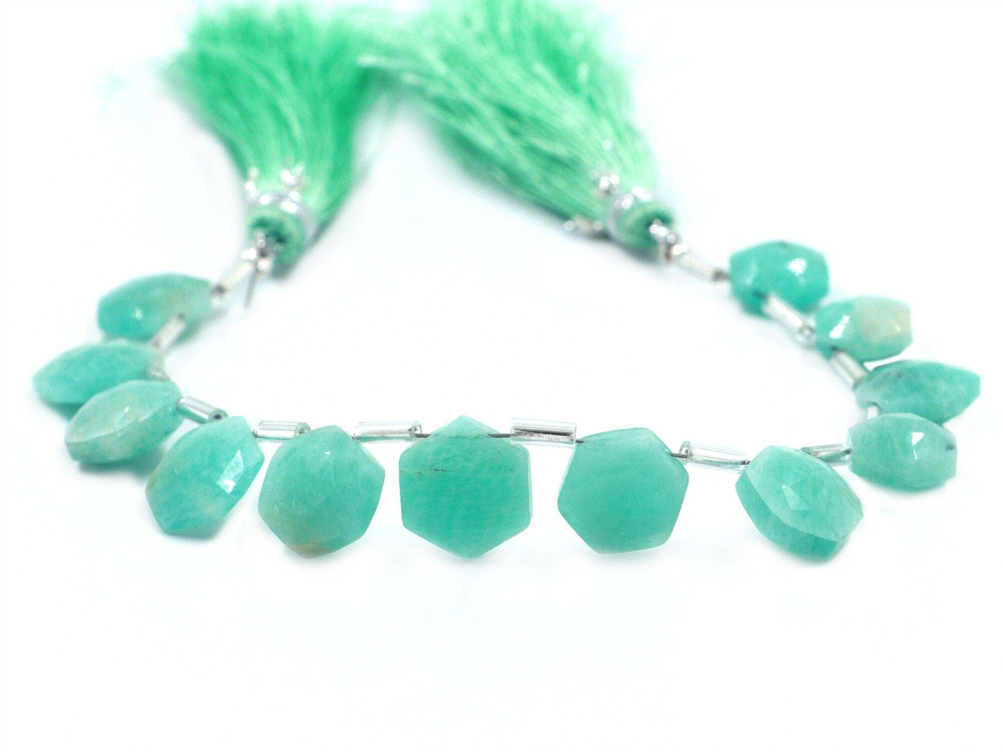 Green Amazonite Faceted Hexagon Beads, Green Amazonite 6 Corner Hexagon, Amazonite Handmade Jewelry Making Gemstone