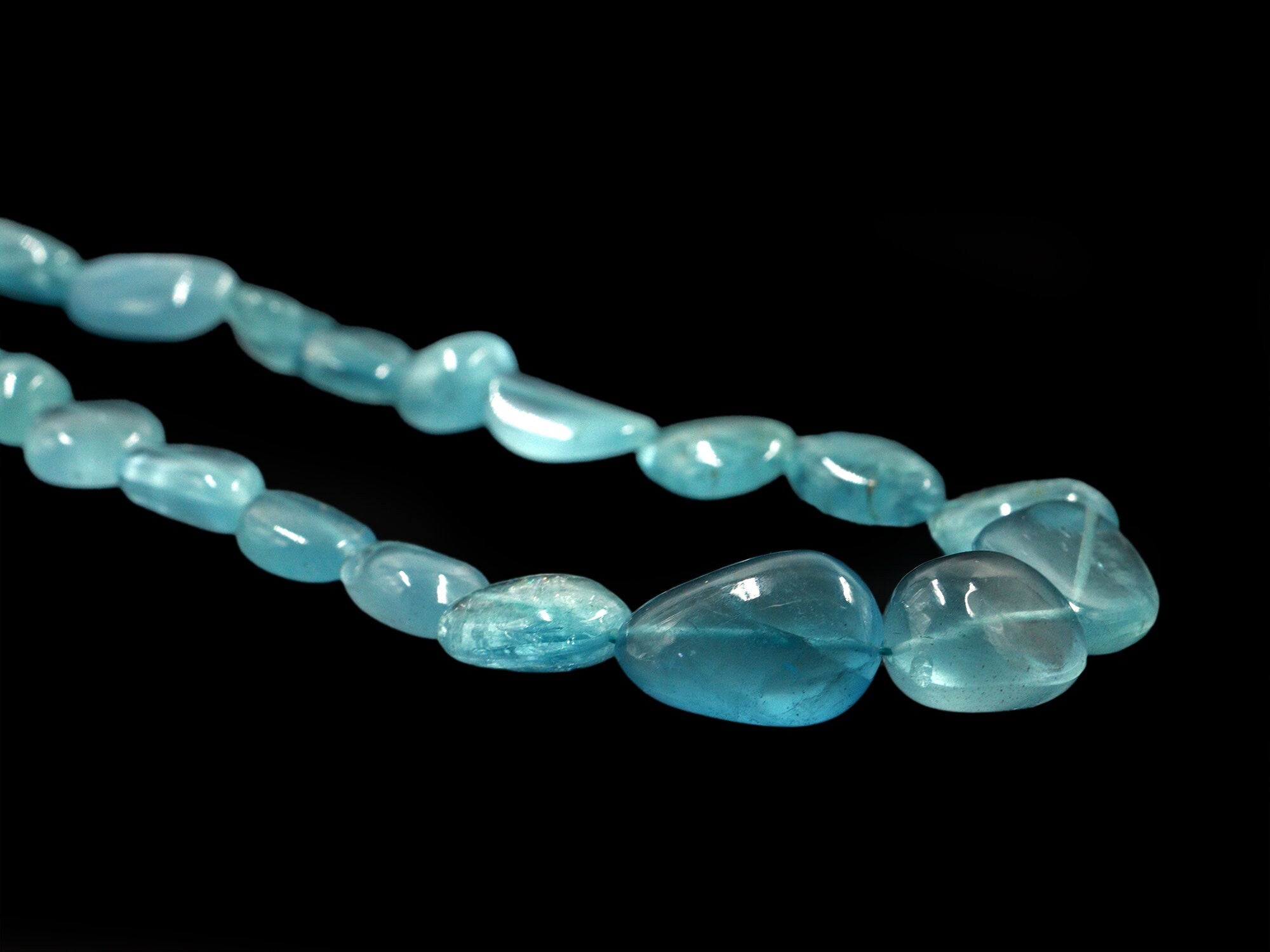 AA Quality Blue Aquamarine Fancy Shape Smooth Nuggets Necklace, Natural Aquamarine Smooth Nuggets Necklace, Handmade Necklace, SKU1438