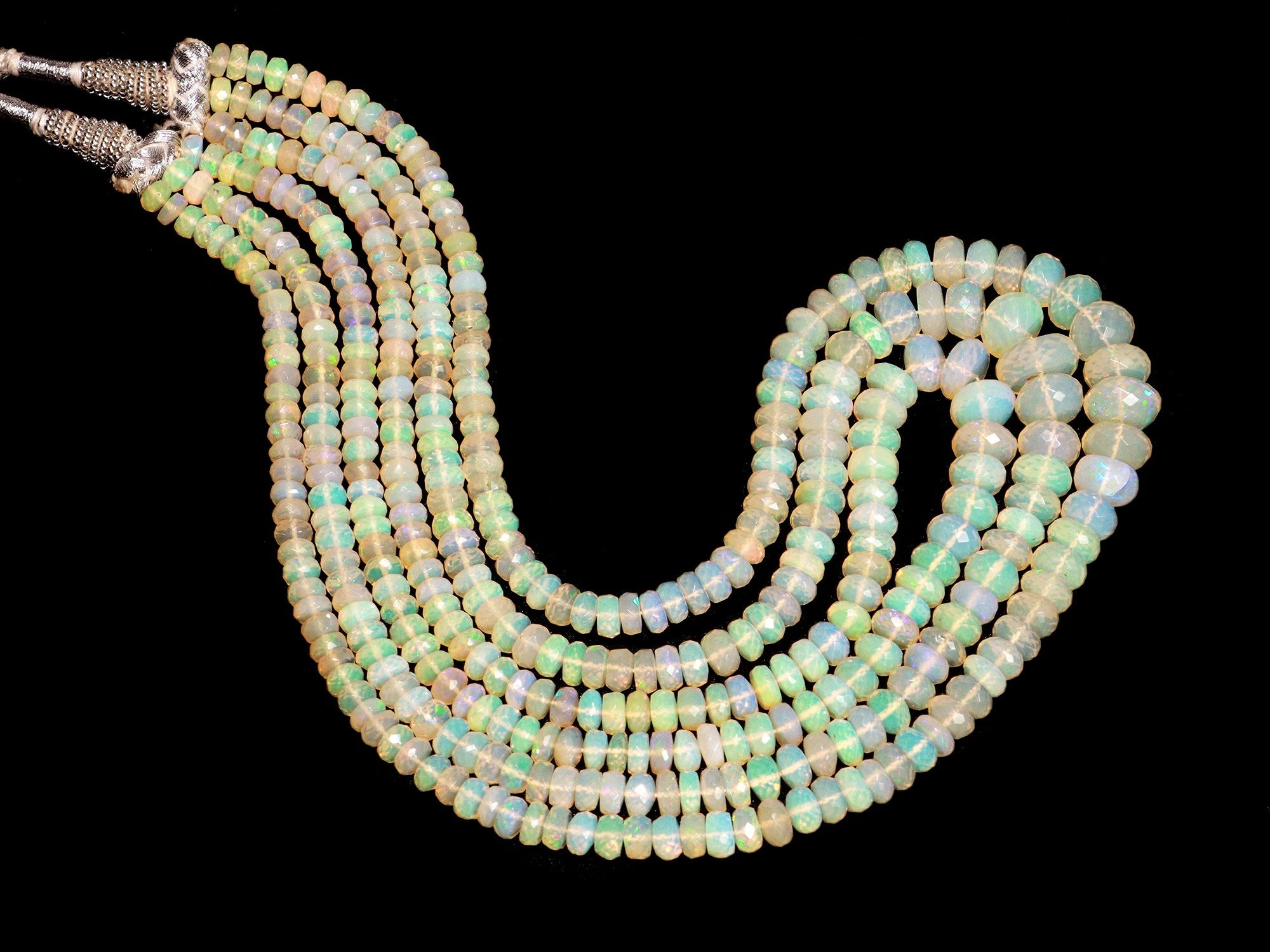 Classic Ethiopian Welo Opal Faceted Rondelle Beads Necklace, 5 mm To 11 mm, Opal Handmade Jewelry Making Gemstone, 9.5 Inch, SKU1597
