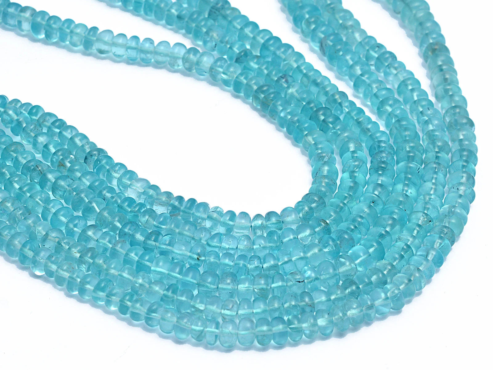Natural Sky Apatite Smooth Rondelle Beads, 4 mm To 6 mm, Sky Apatite Smooth Beads, Apatite Jewelry Making Gemstone Beads, 17 Inch, SKU364
