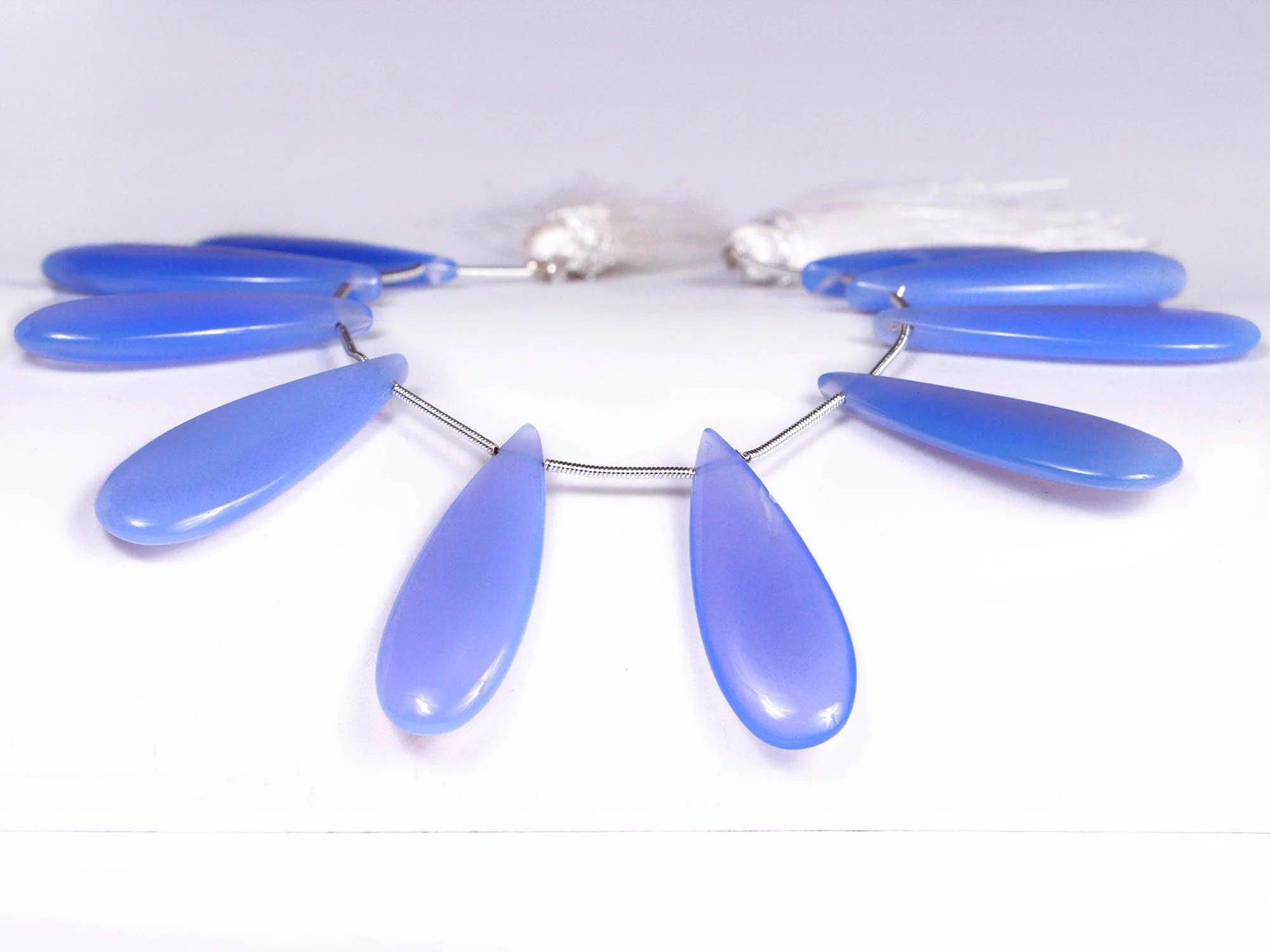 Natural Lavender Chalcedony Smooth Pear Beads, 13x32 To 14x42 mm, (SKU1337)