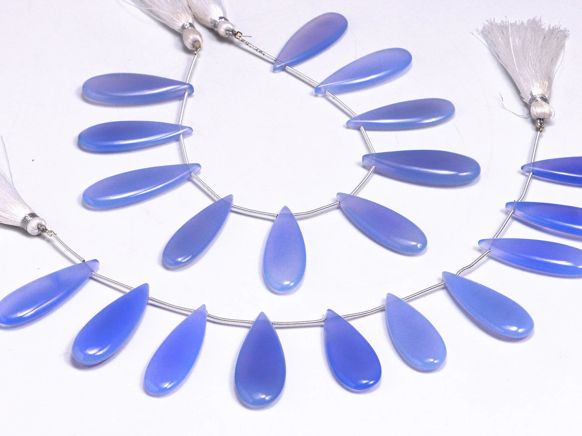 Natural Lavender Chalcedony Smooth Pear Beads, 13x32 To 14x42 mm, (SKU1337)