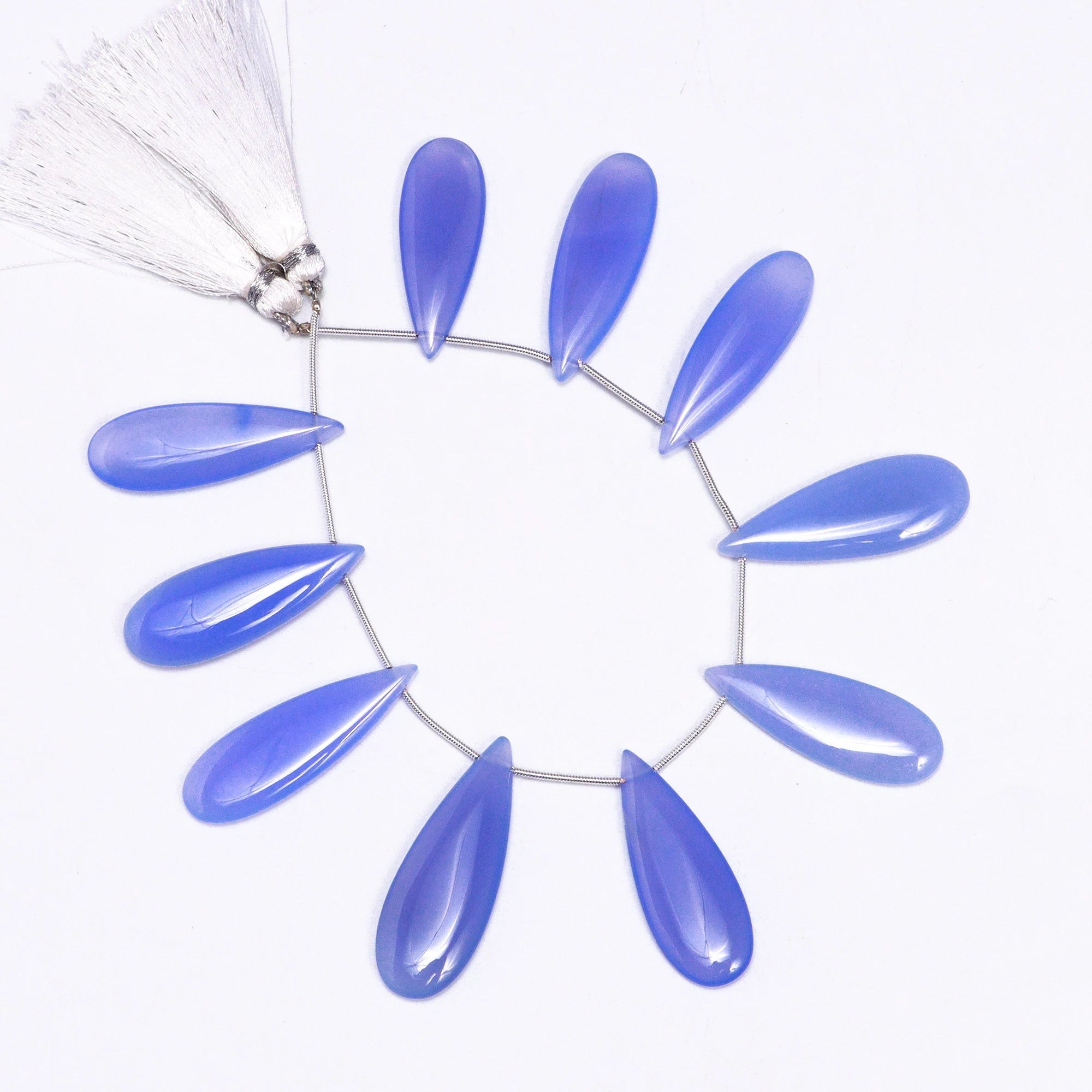 Natural Lavender Chalcedony Smooth Pear Beads, 13x32 To 14x42 mm, (SKU1337)