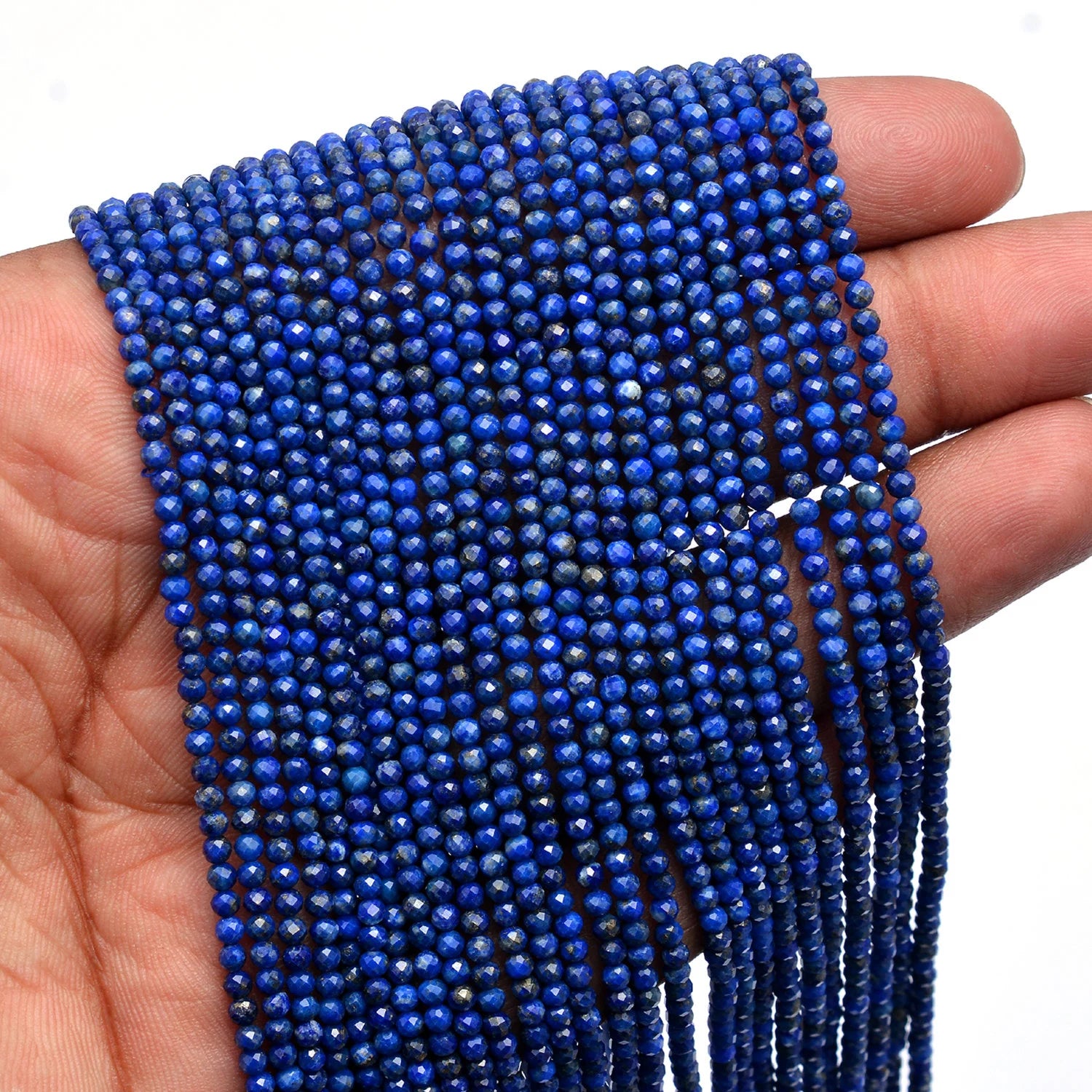Natural Lapis Lazuli Micro Faceted Round Beads, 2.5 mm To 3 mm, SKU268
