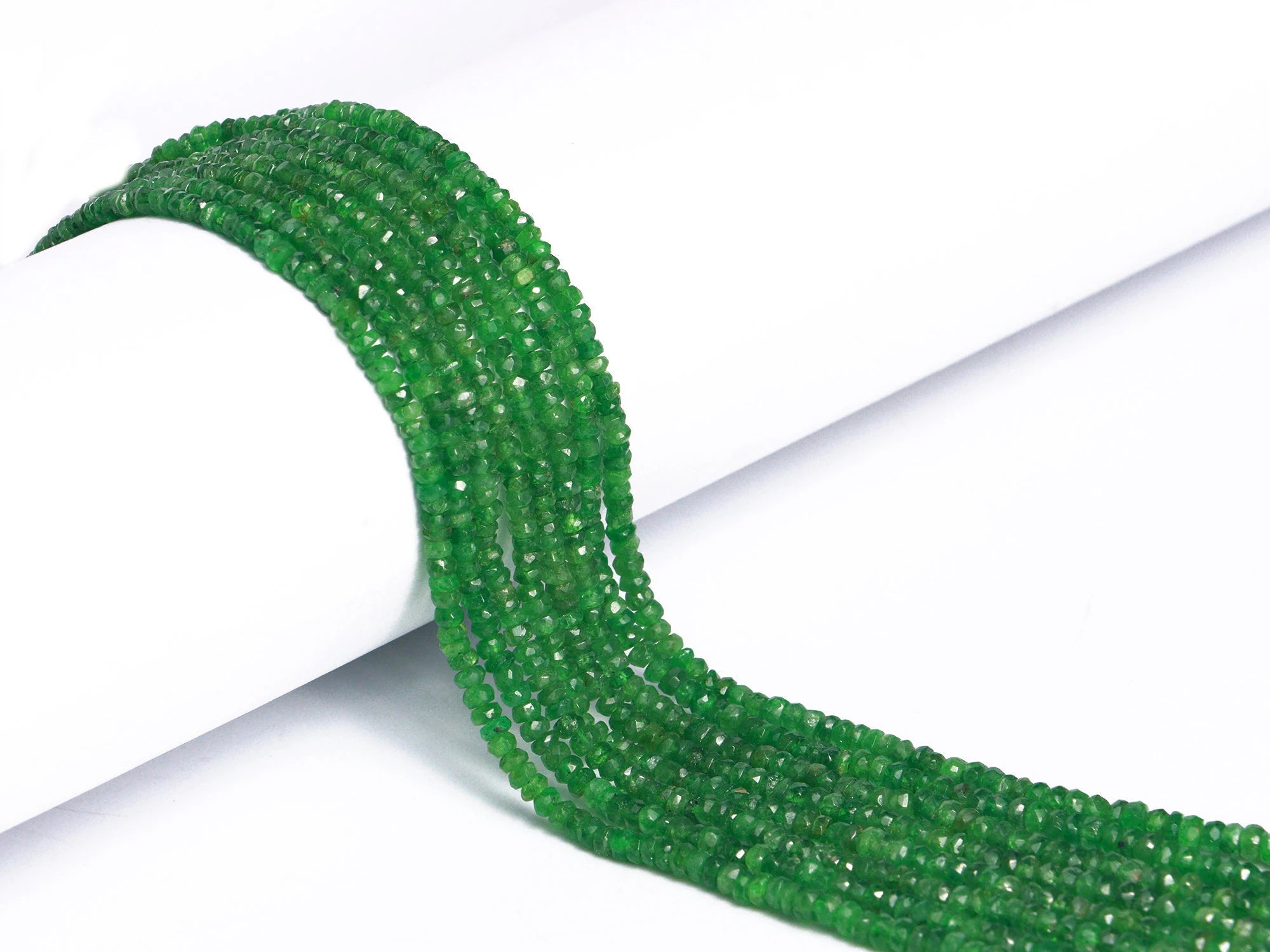 Tsavorite Garnet Faceted Rondelle Beads, 2 mm To 5 mm, Tsavorite Rondelle Beads, Tsavorite Handmade Jewelry Making Gemstone Beads, SKU1427