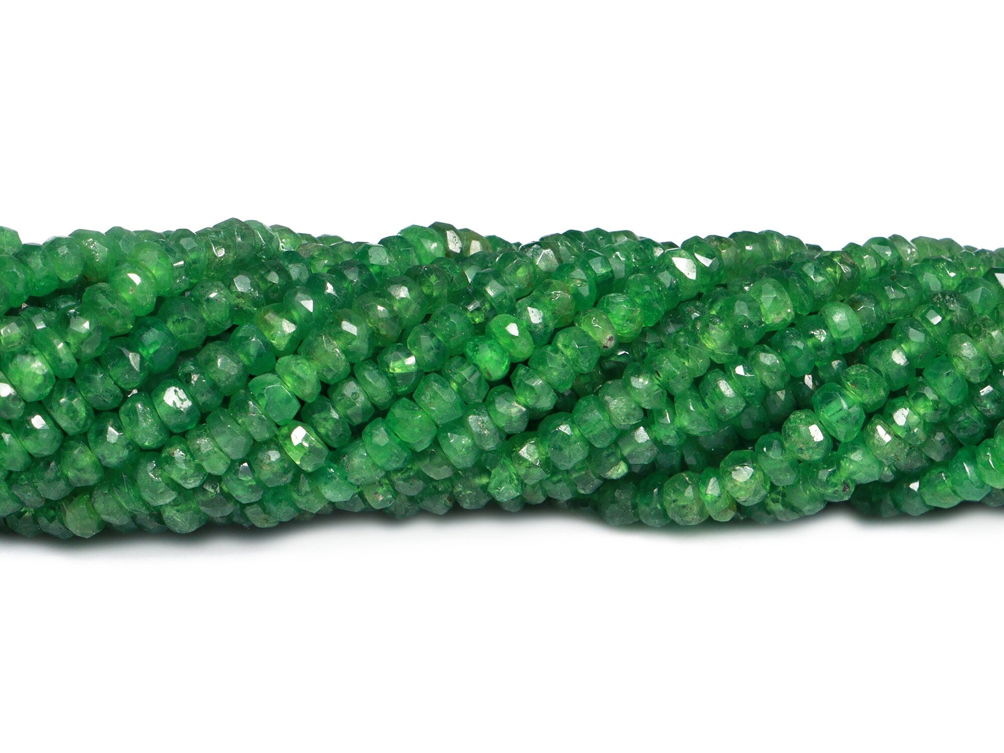 Tsavorite Garnet Faceted Rondelle Beads, 2 mm To 5 mm, Tsavorite Rondelle Beads, Tsavorite Handmade Jewelry Making Gemstone Beads, SKU1427