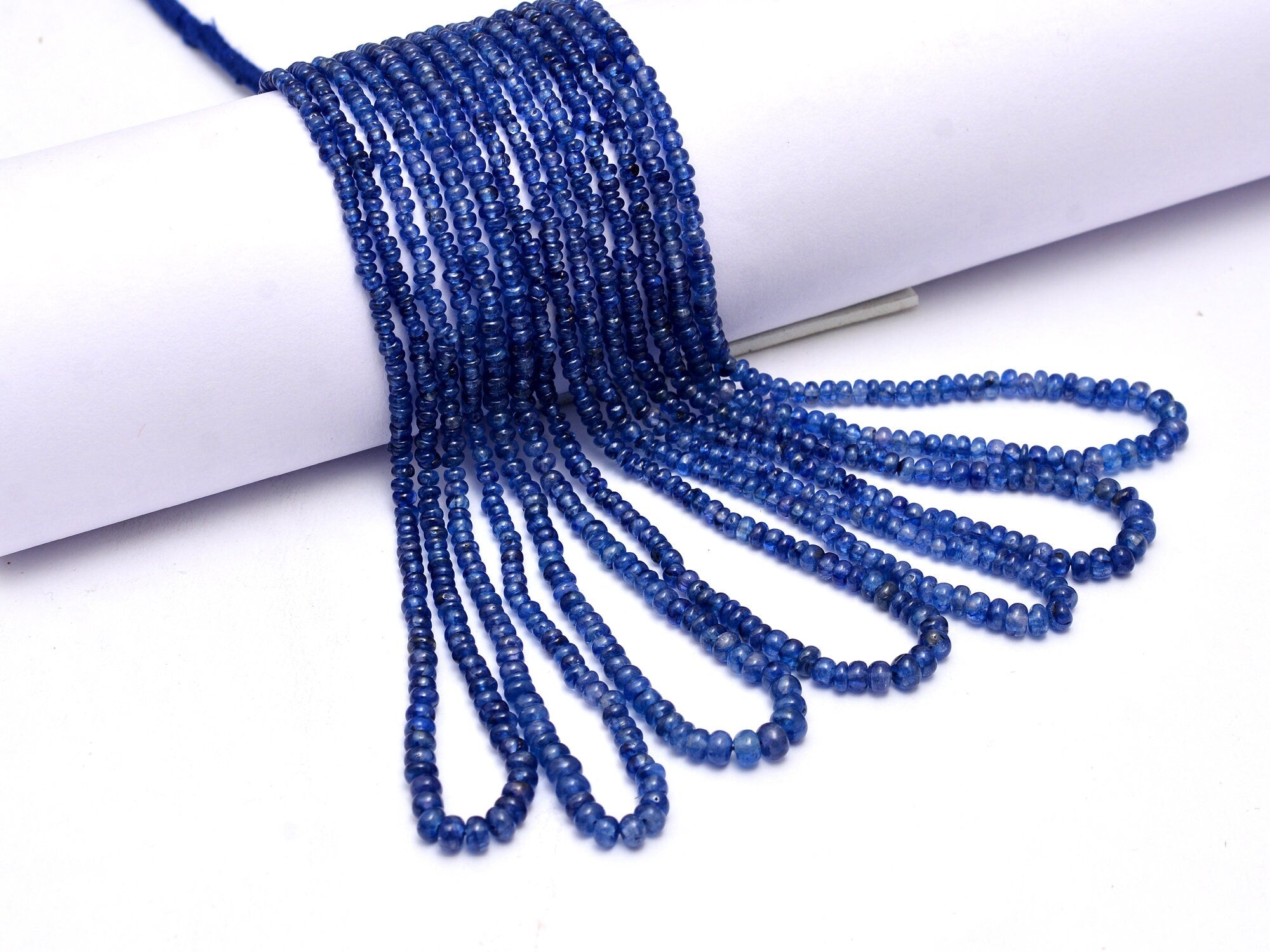 Natural Blue Kyanite Smooth Rondelle Beads, 3 mm To 4.5 mm, SKU863