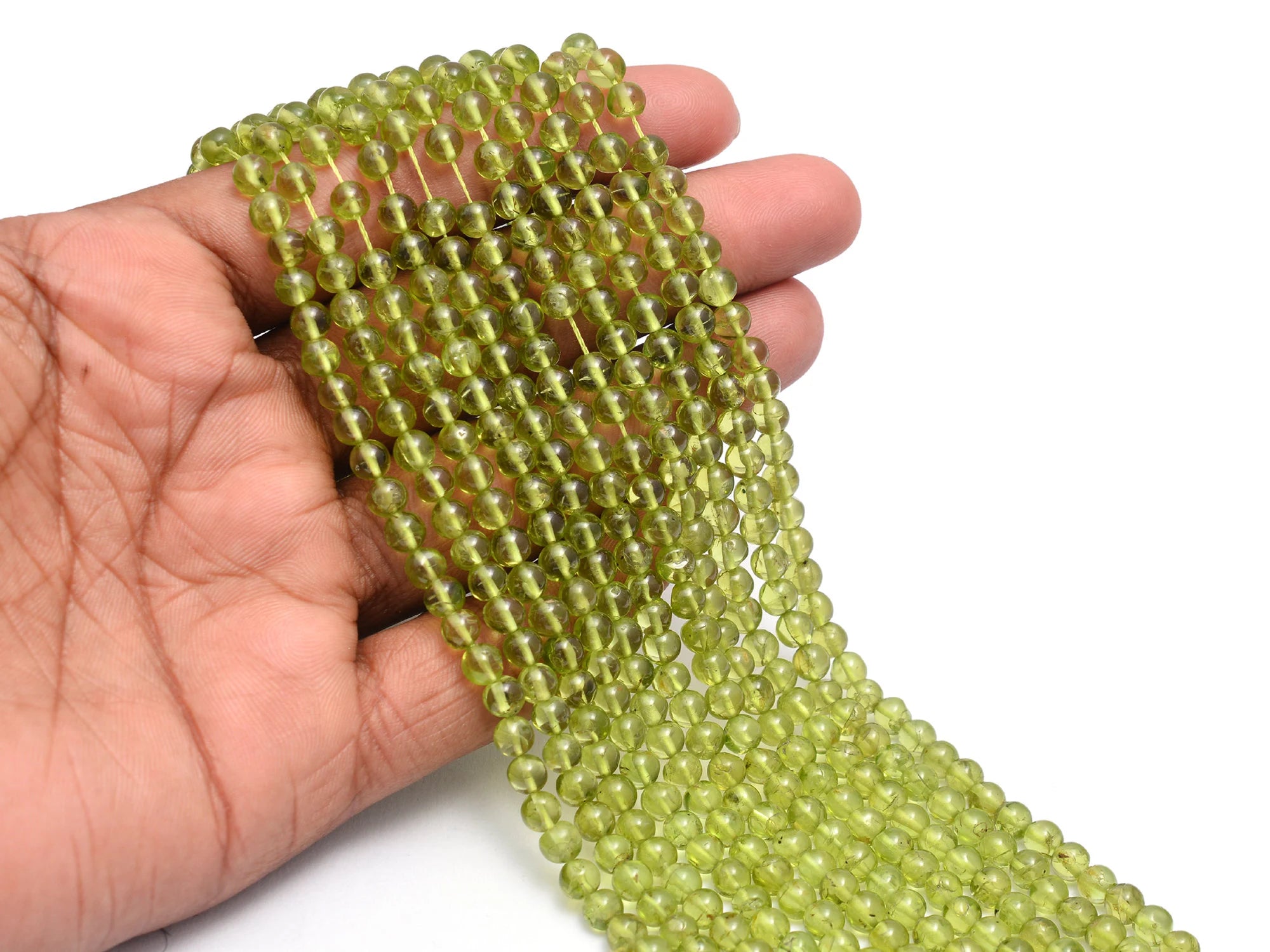 Natural Peridot Round Smooth Balls Beads, 5 mm, SKU860