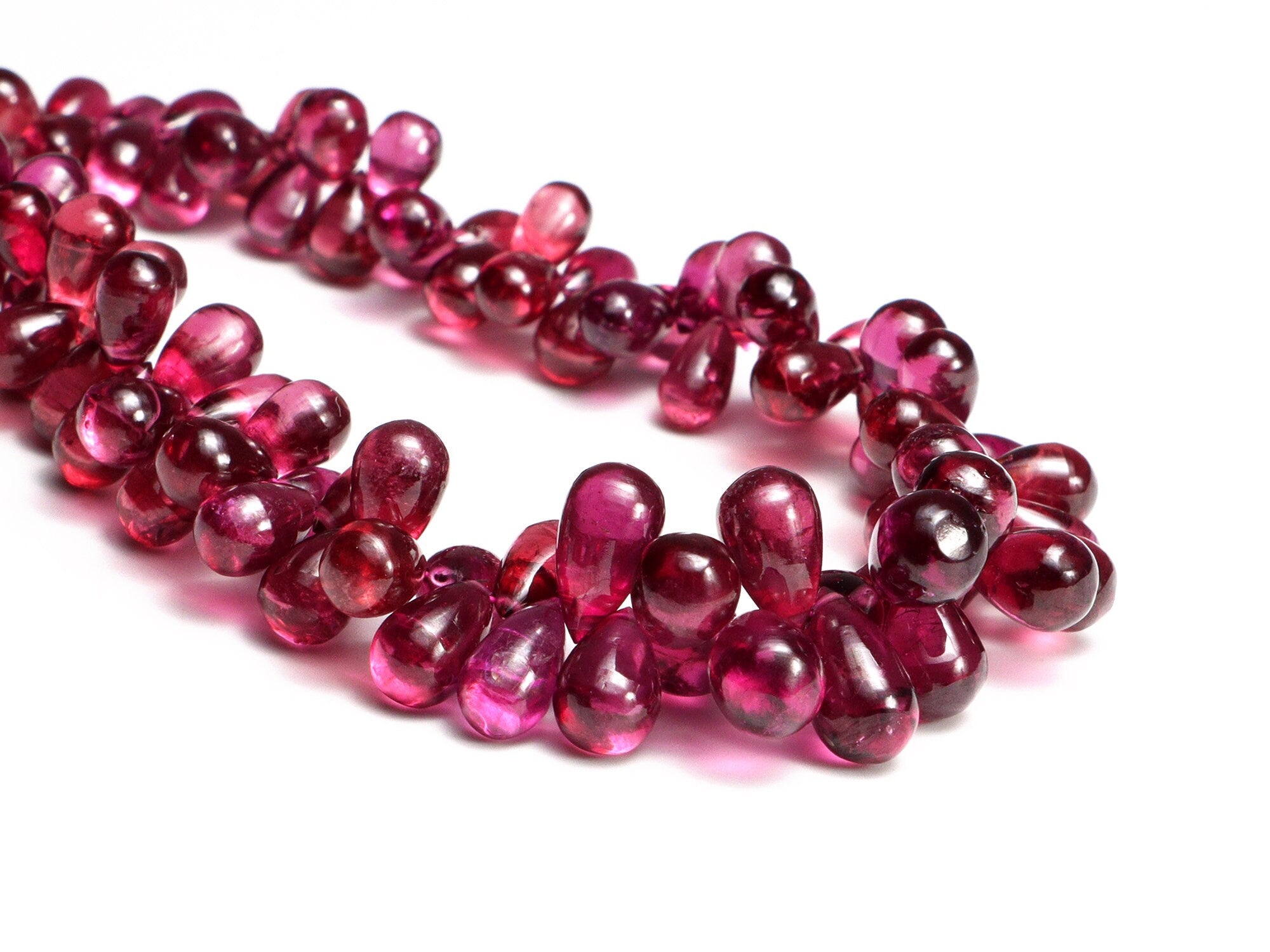 Rhodolite Garnet Smooth Teardrop Beads, 4x5 mm To 6x9 mm, Rhodolite Garnet Drops, Garnet Jewelry Making Gemstone Beads, 8 Inches