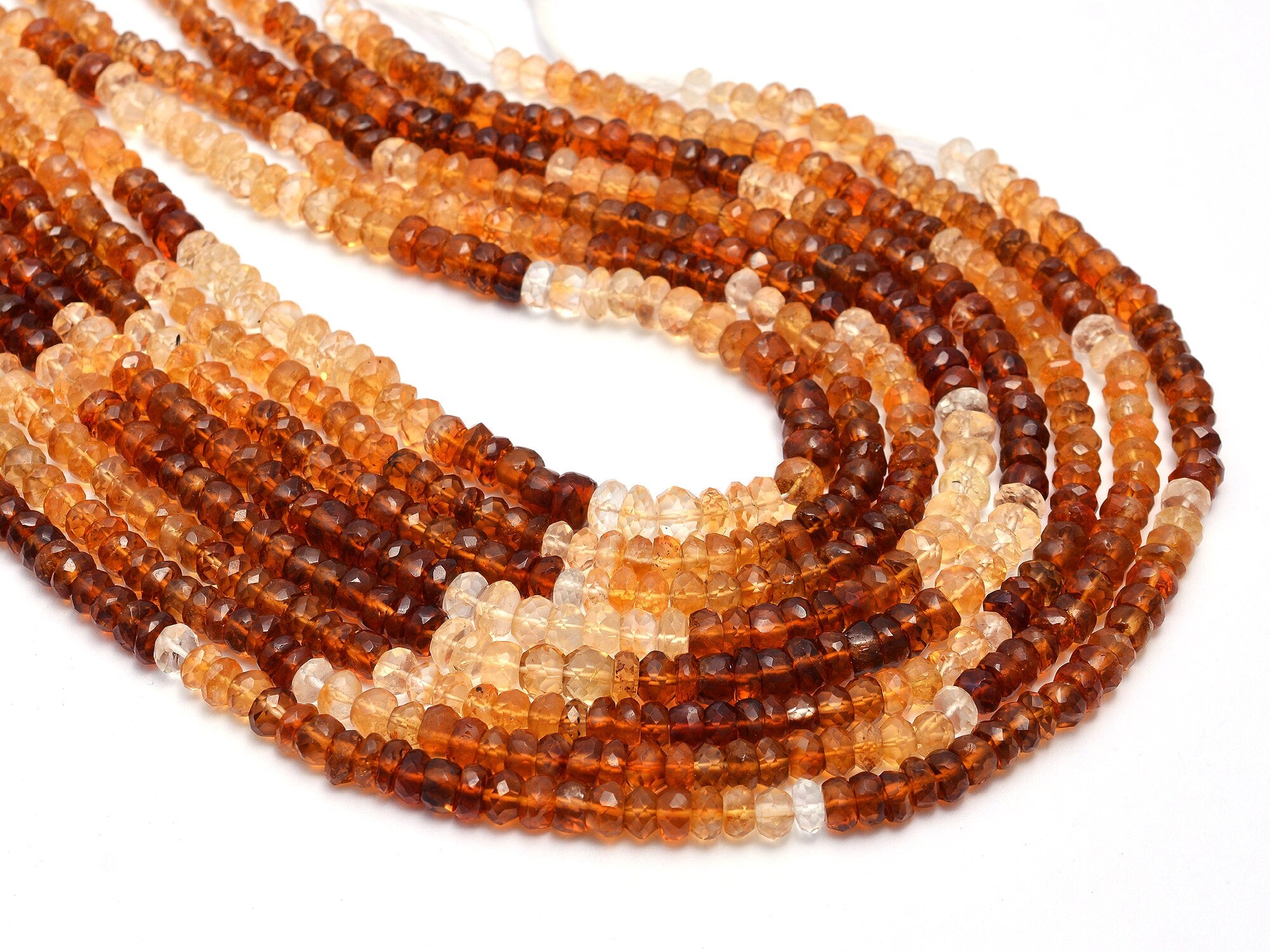 Citrine Shaded Faceted Rondelle Beads, 5 mm, SKU862