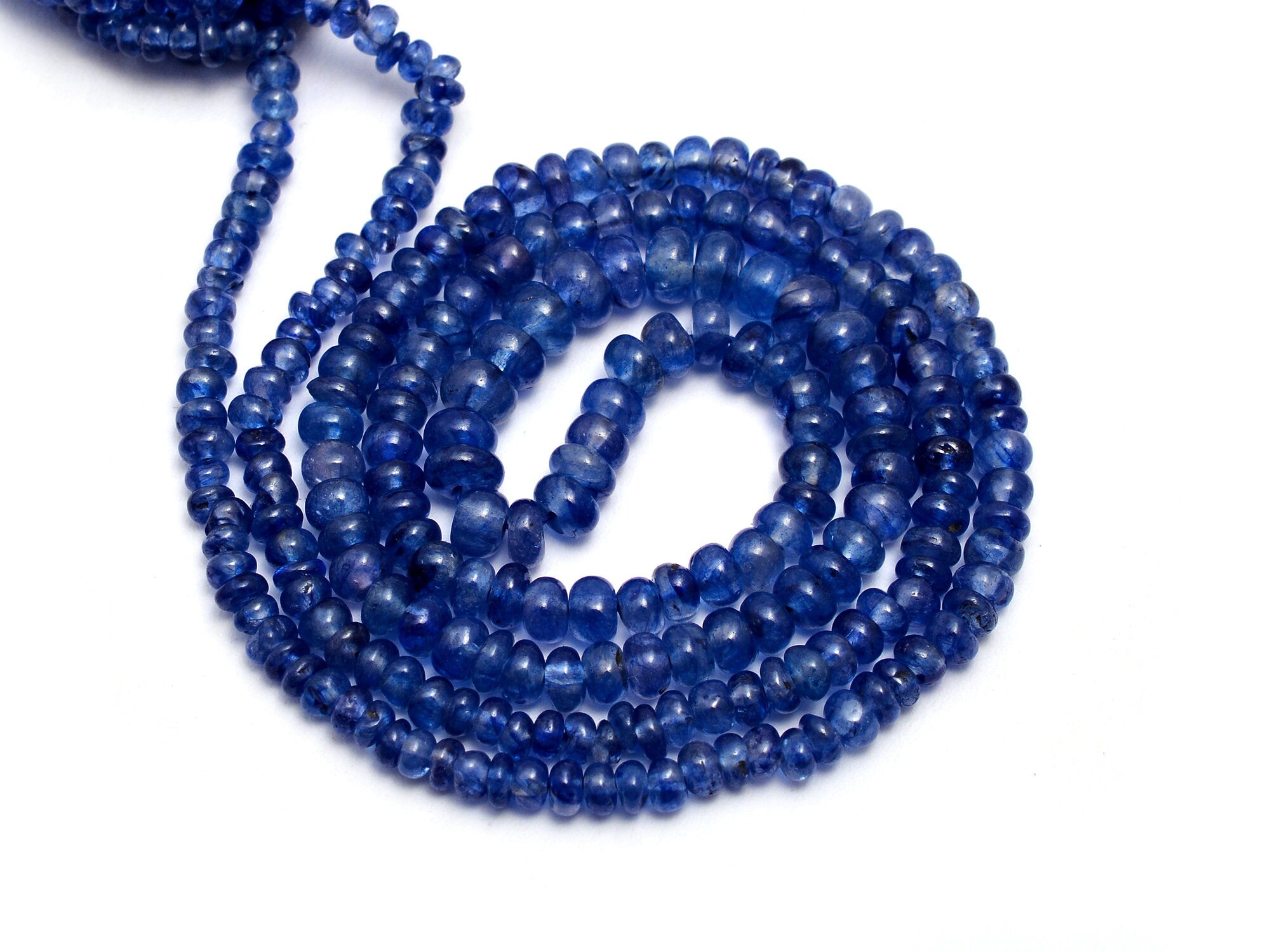 Natural Blue Kyanite Smooth Rondelle Beads, 3 mm To 4.5 mm, SKU863