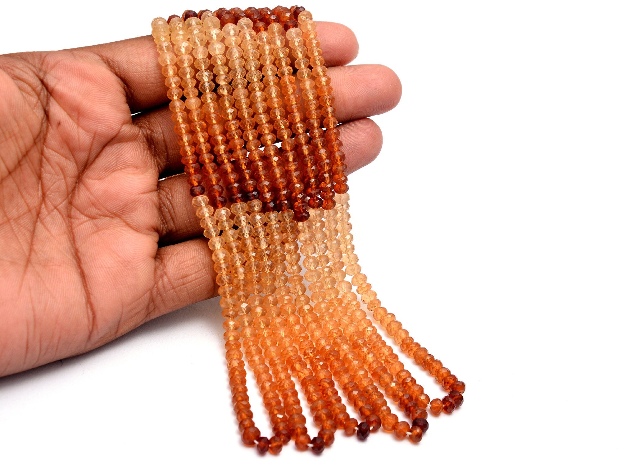 Natural Hessonite Garnet Faceted Rondelle Beads, SKU866
