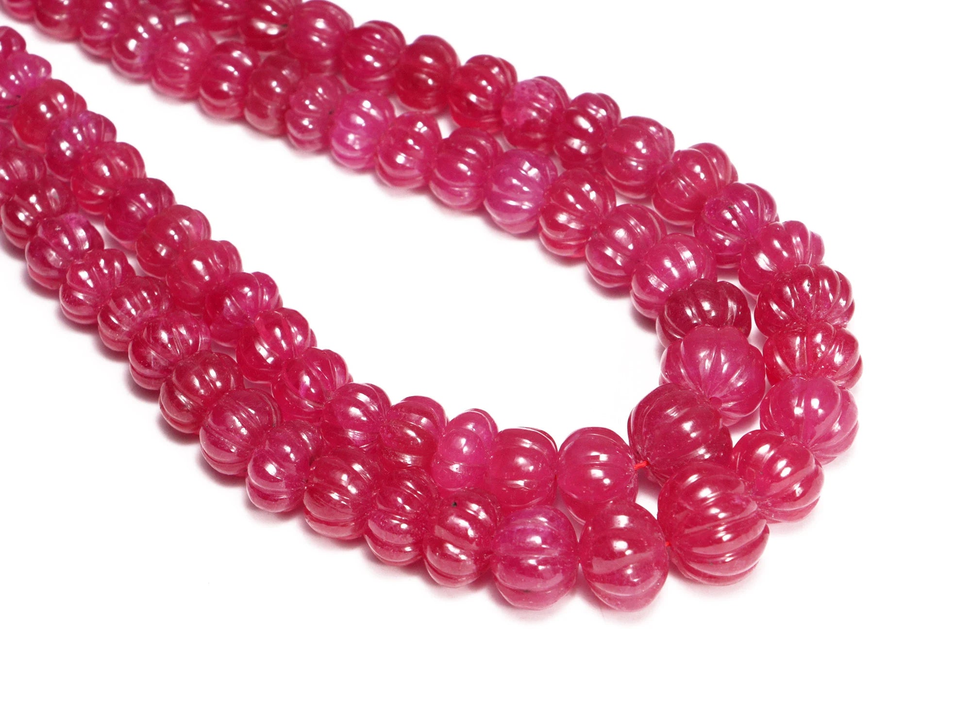 AAA Quality Pink Ruby Melon Carving Beads, SKU2004
