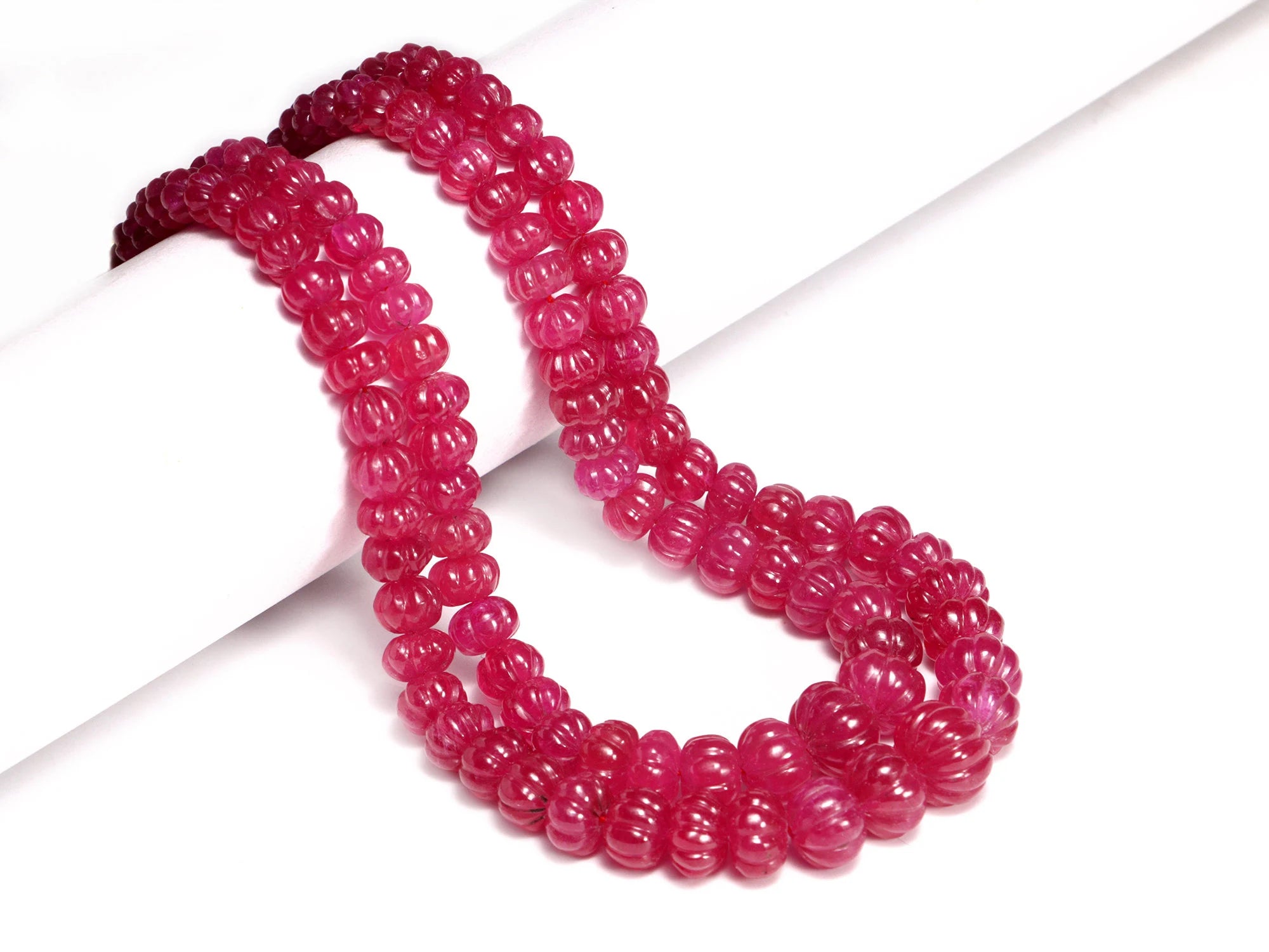 AAA Quality Pink Ruby Melon Carving Beads, SKU2004
