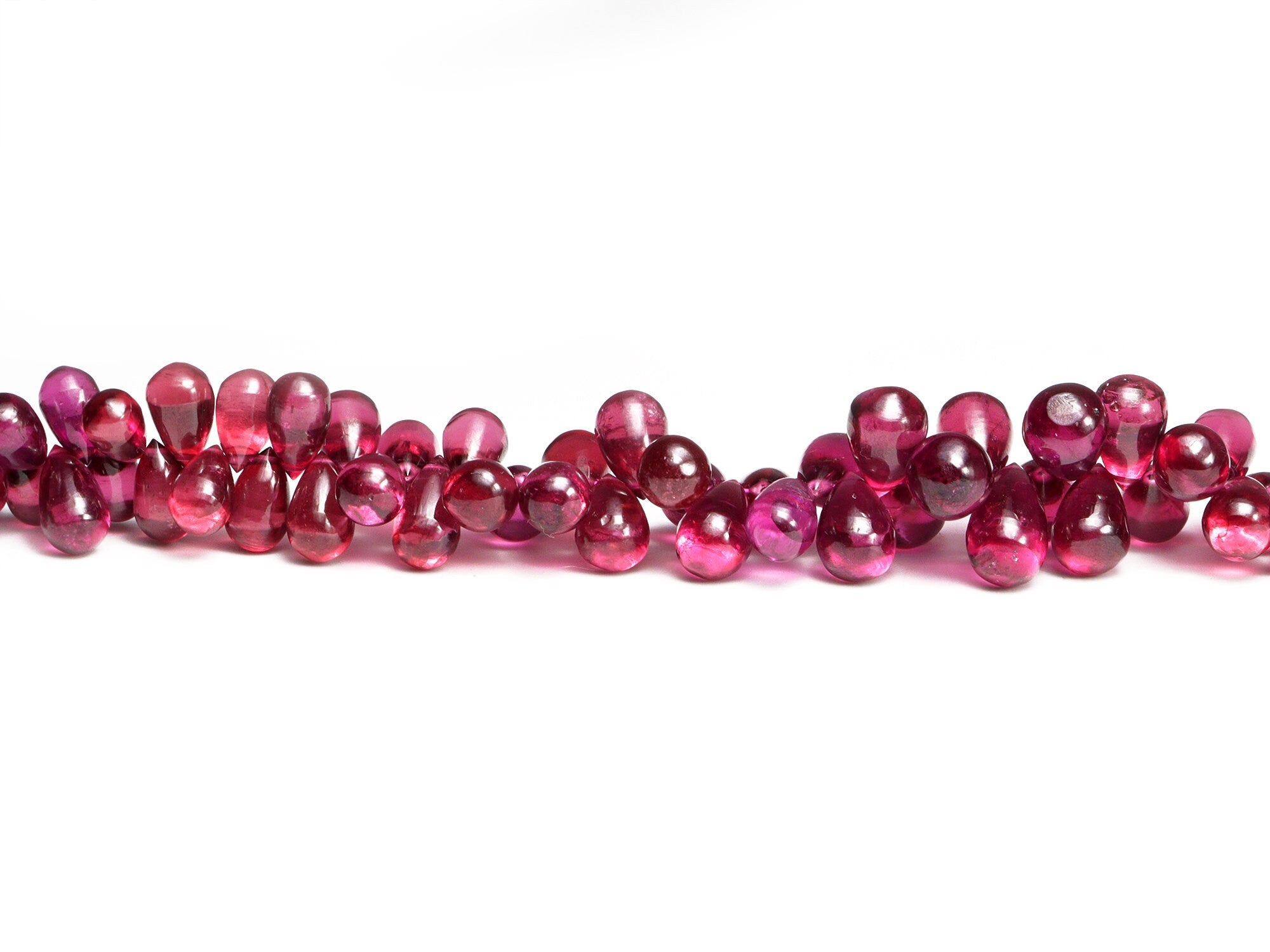Rhodolite Garnet Smooth Teardrop Beads, 4x5 mm To 6x9 mm, Rhodolite Garnet Drops, Garnet Jewelry Making Gemstone Beads, 8 Inches