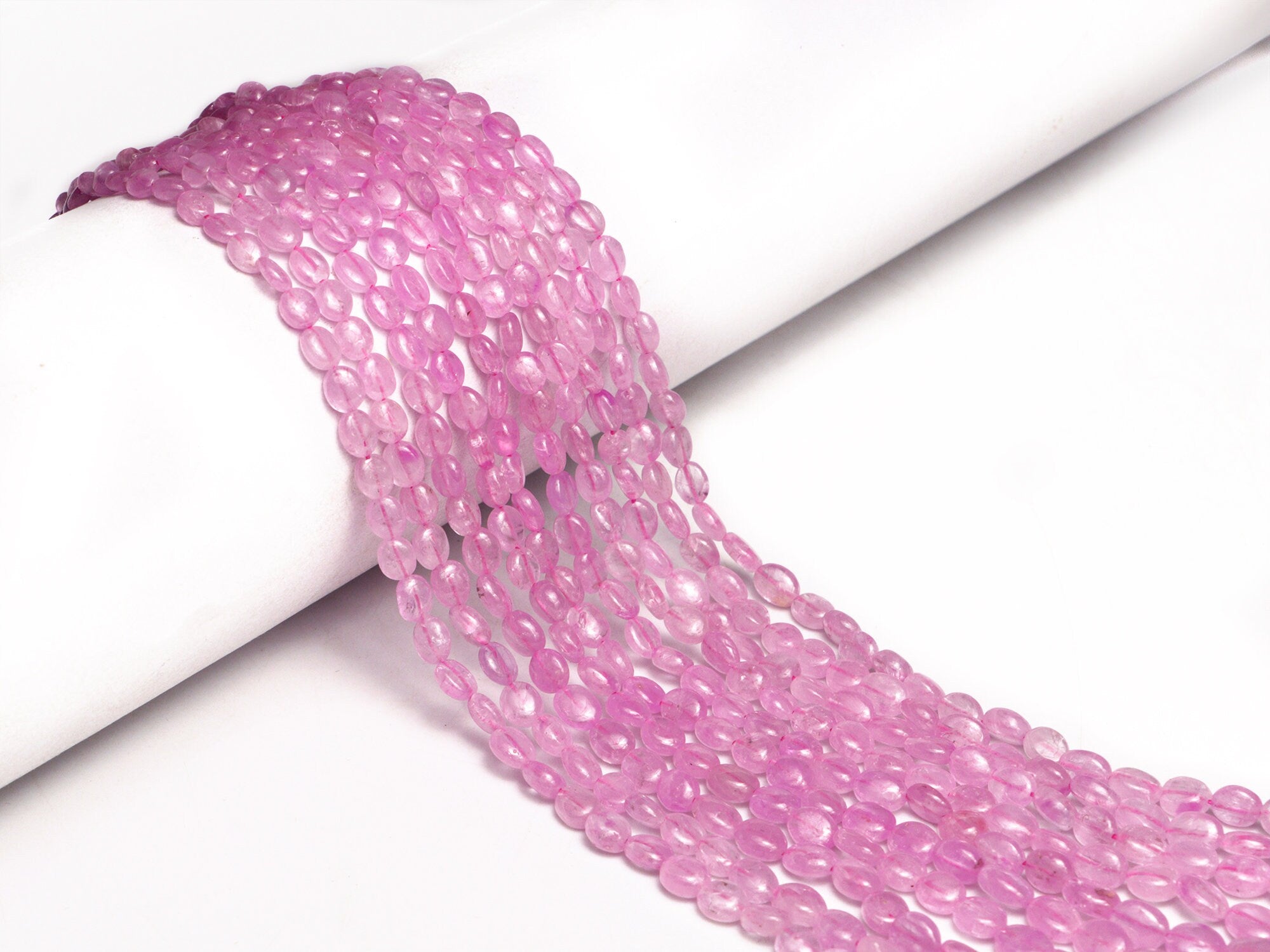 Natural Pink Mogok Sapphire Smooth Oval Beads, SKU2009
