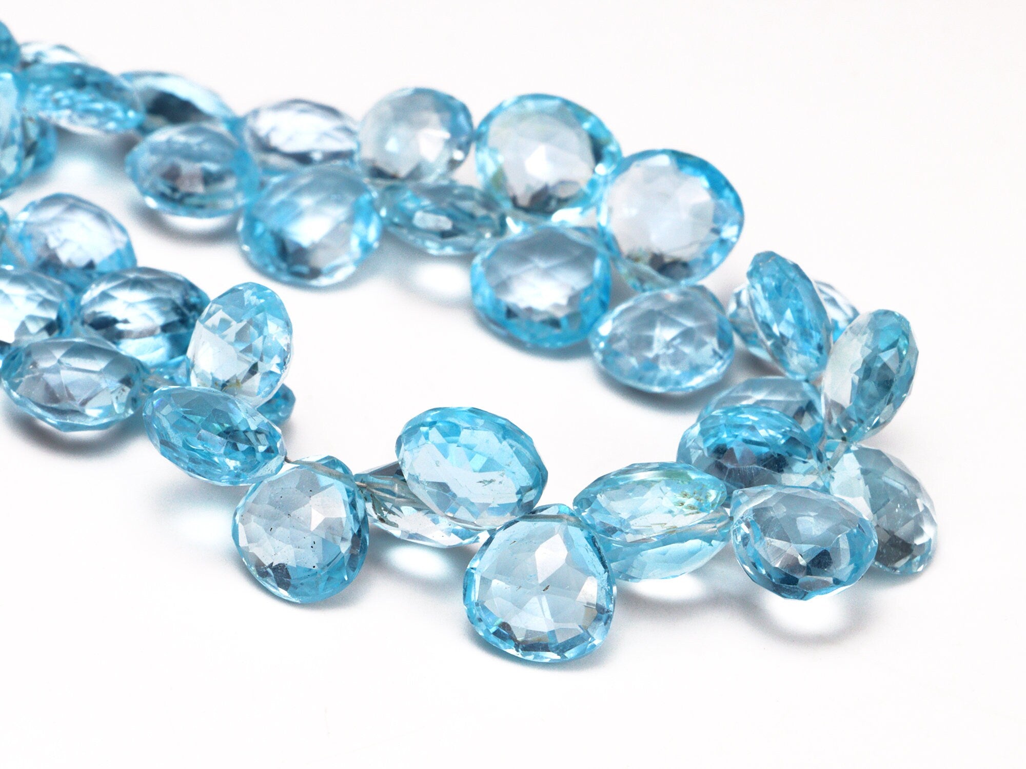 AAA Quality Sky Blue Topaz Faceted Heart Beads Briolettes, SKU2013