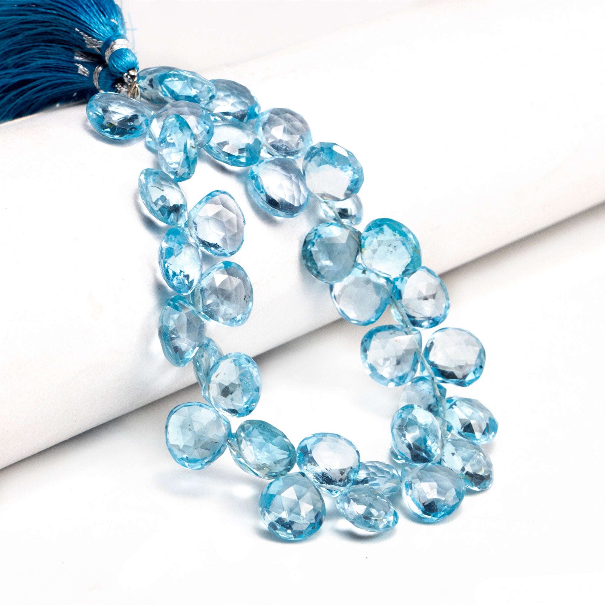 AAA Quality Sky Blue Topaz Faceted Heart Beads Briolettes, SKU2013