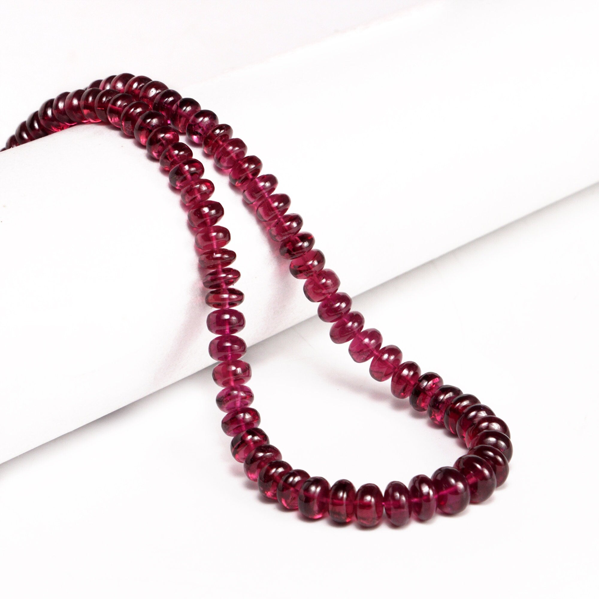 AAA Quality Pink Rhodolite Garnet Smooth Rondelle Beads, SKU2017