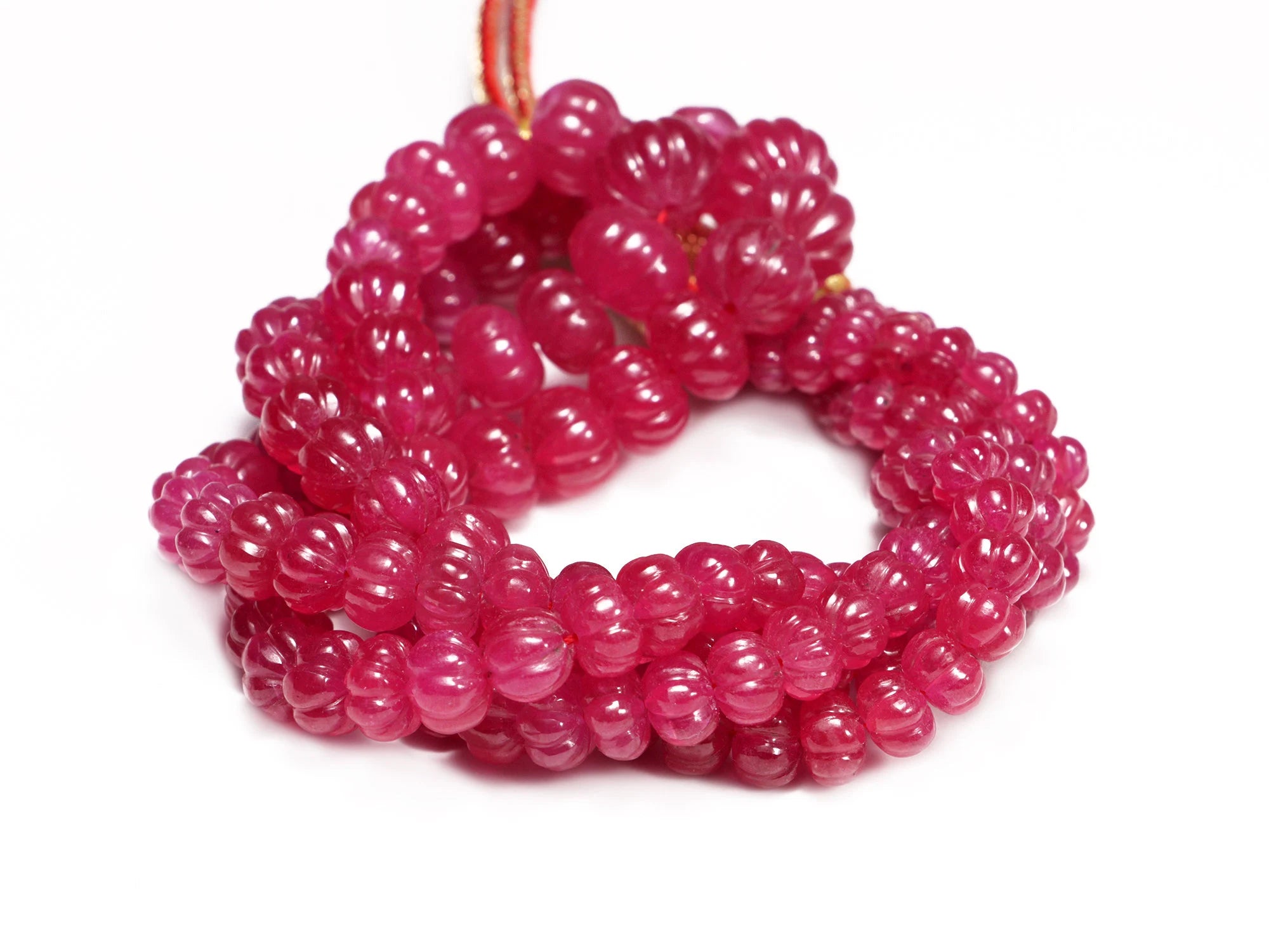 AAA Quality Pink Ruby Melon Carving Beads, SKU2004