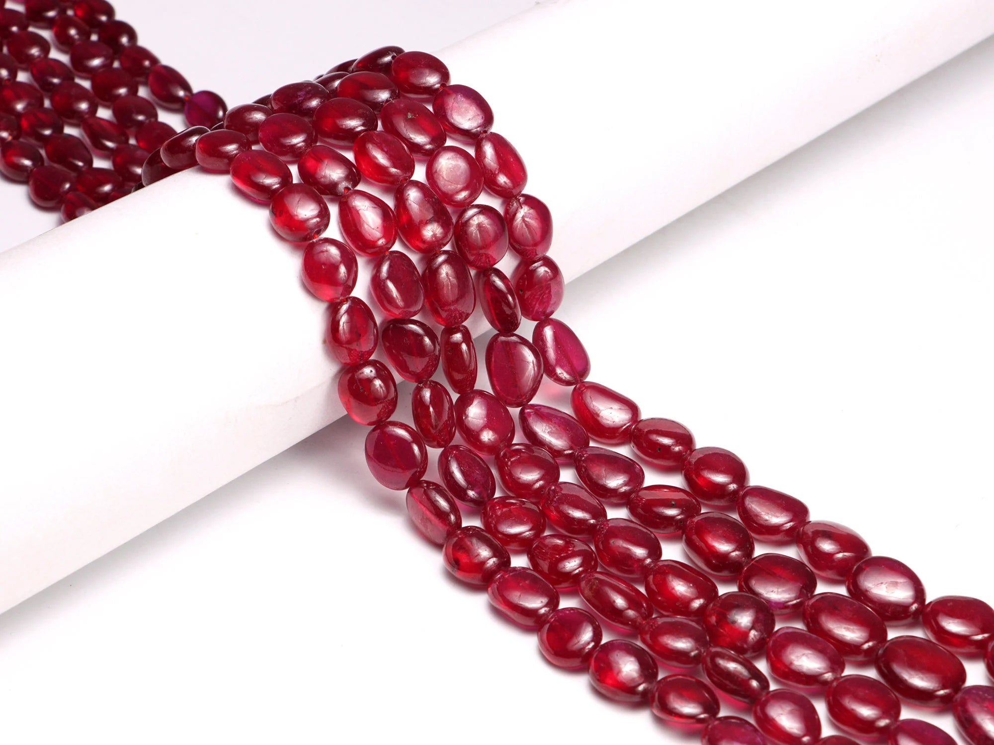 AAA Quality Ruby Smooth Oval Shape Nuggets Beads, SKU2005