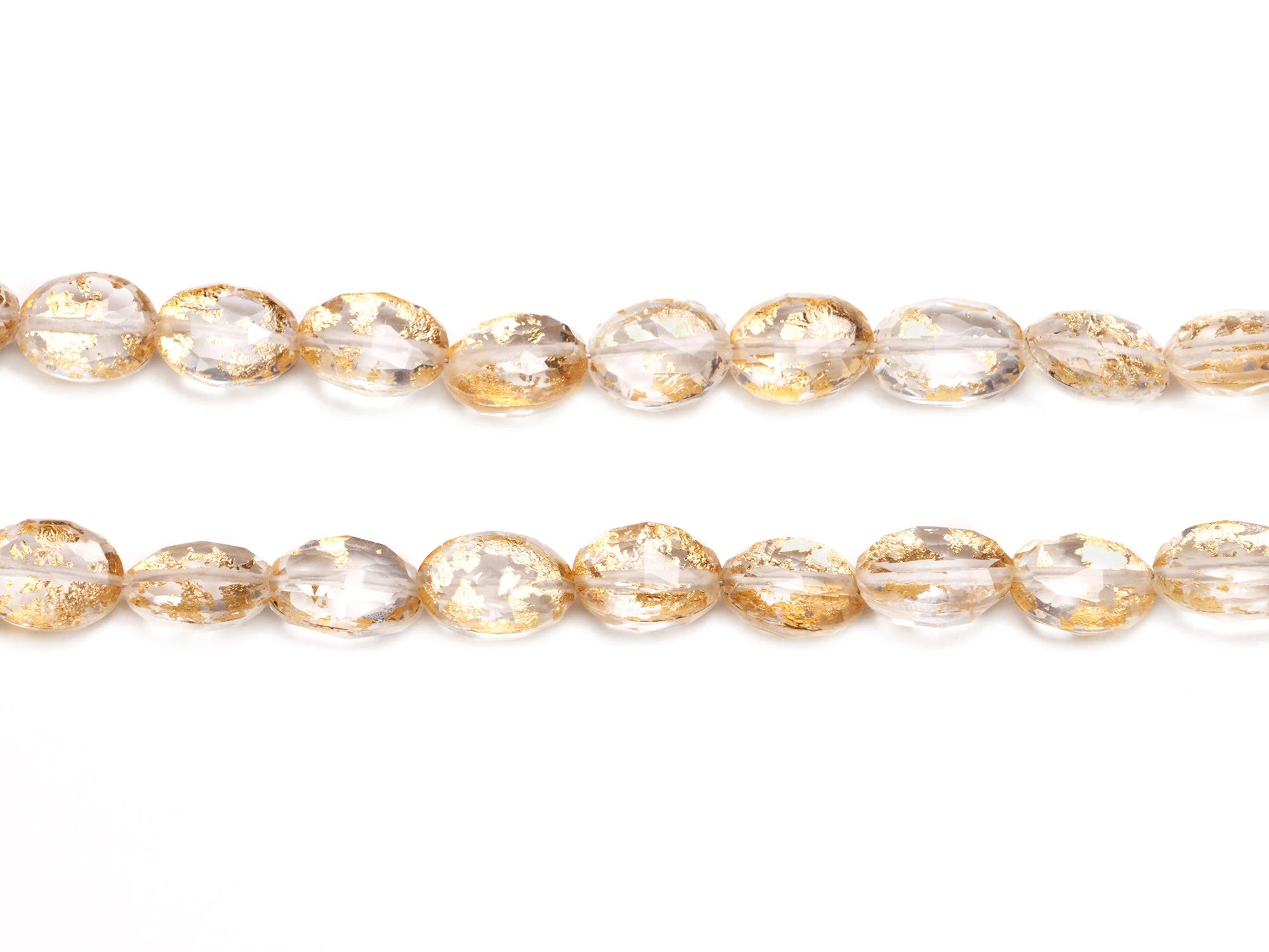 Gold Foil Inlay Crystal Quartz Faceted Oval Beads, SKU2011
