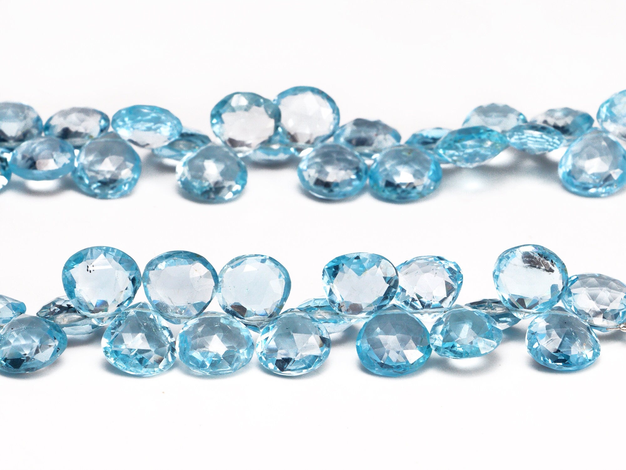 AAA Quality Sky Blue Topaz Faceted Heart Beads Briolettes, SKU2013