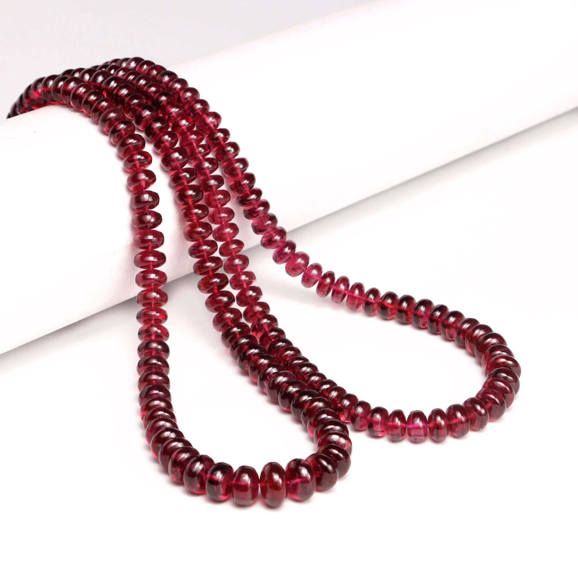AA Quality Reddish Rhodolite Garnet Smooth Rondelle Beads, SKU2023