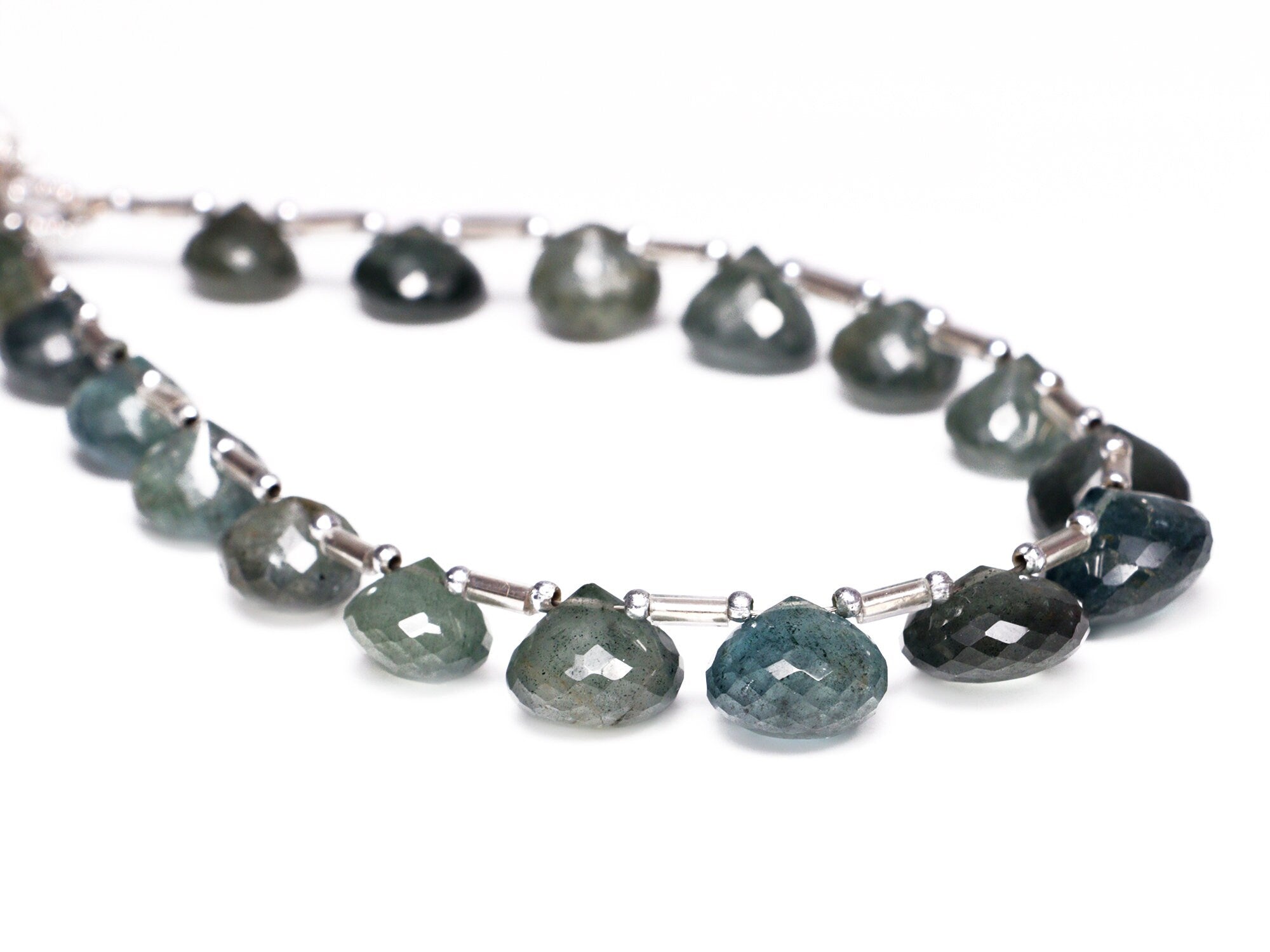 AA Quality Moss Aquamarine Faceted Onion Beads Briolettes, SKU2046