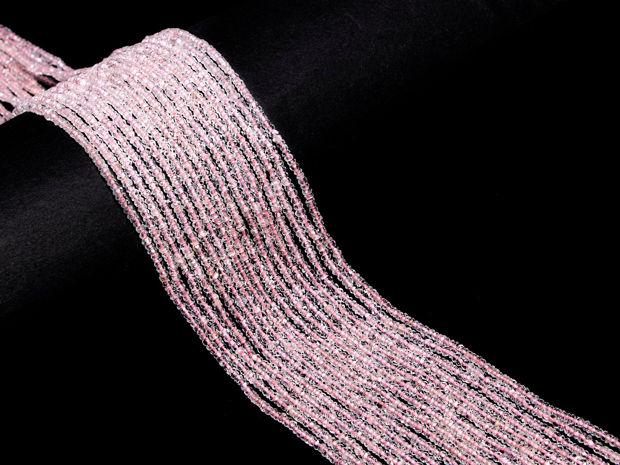 AA Quality Pink Aquamarine Faceted Rondelle Beads, SKU2048
