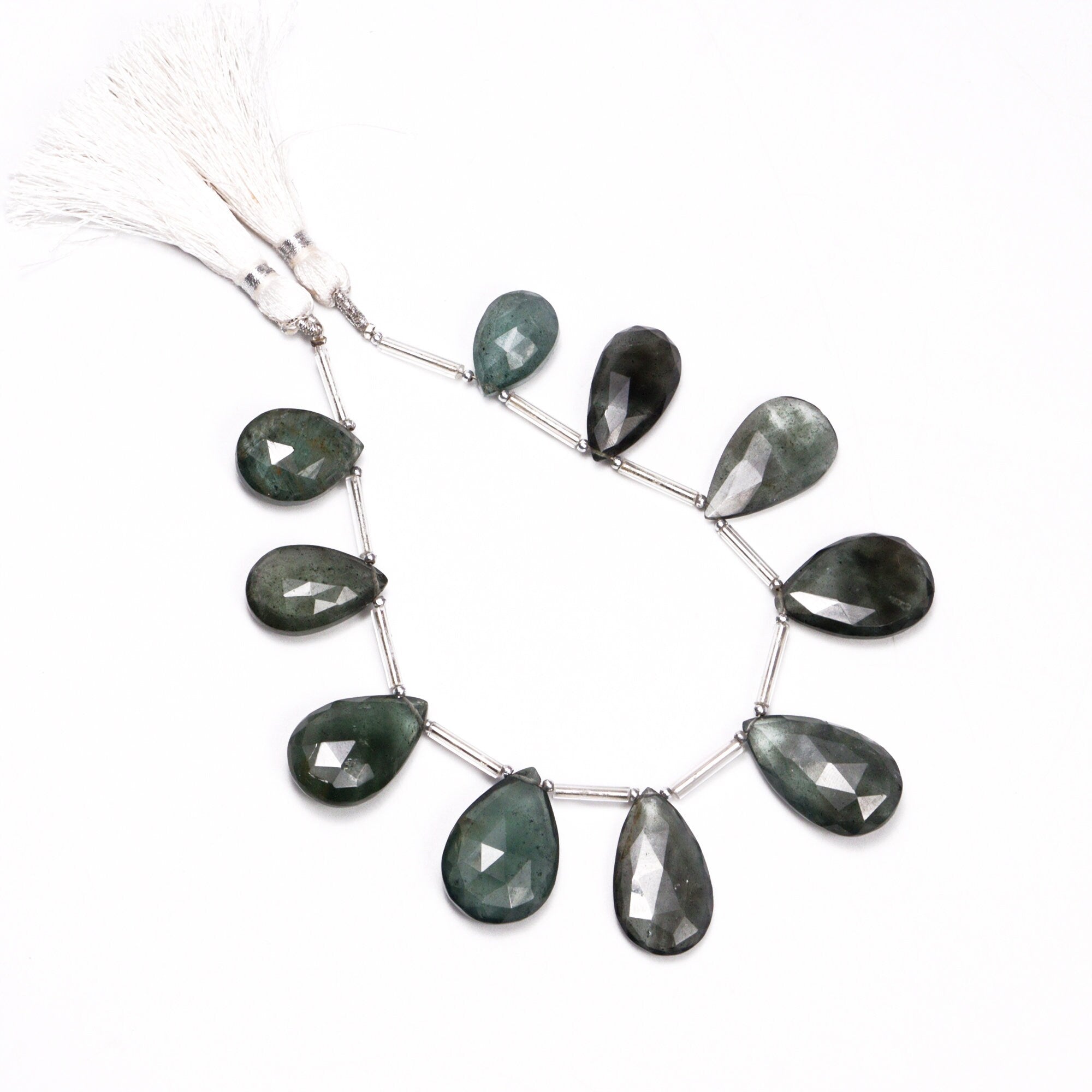 AA Quality Moss Aquamarine Faceted Pear Beads Briolettes, SKU2052