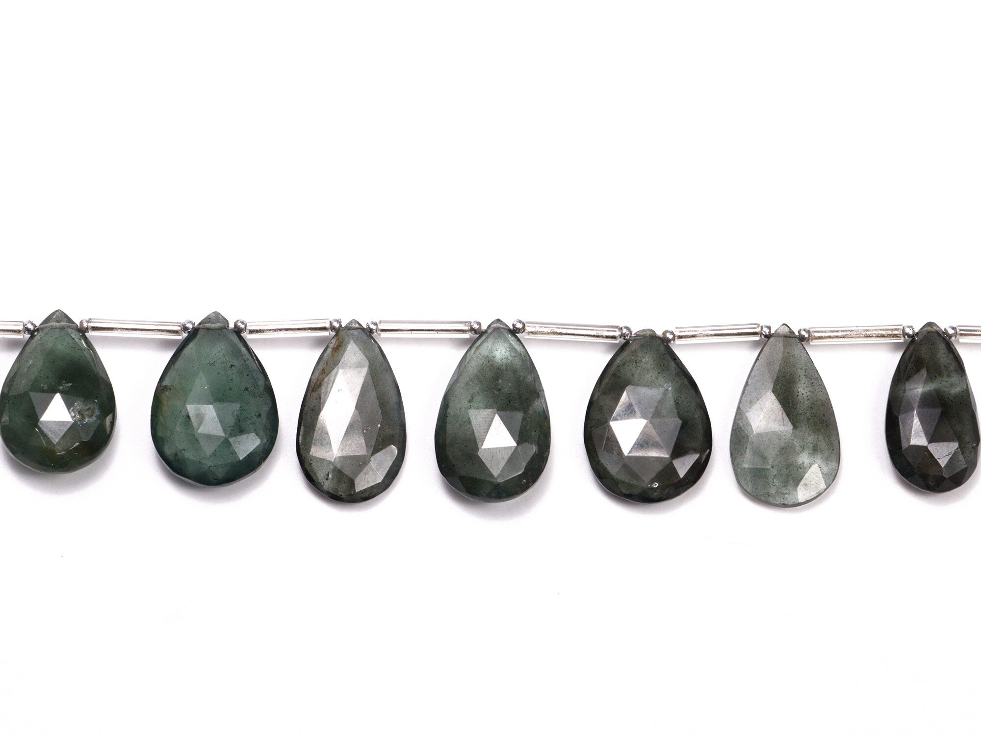 AA Quality Moss Aquamarine Faceted Pear Beads Briolettes, SKU2052