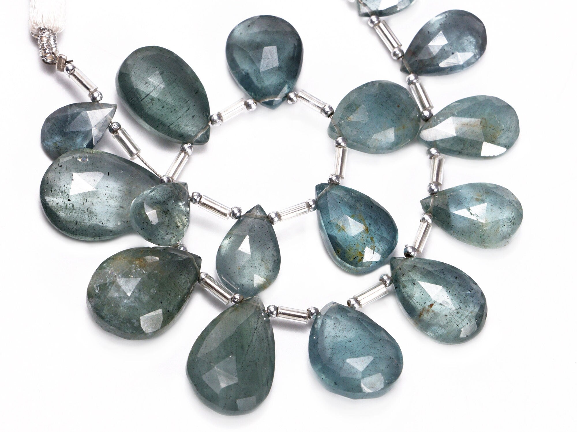 AA Quality Moss Aquamarine Faceted Pear Beads Briolettes, SKU2054