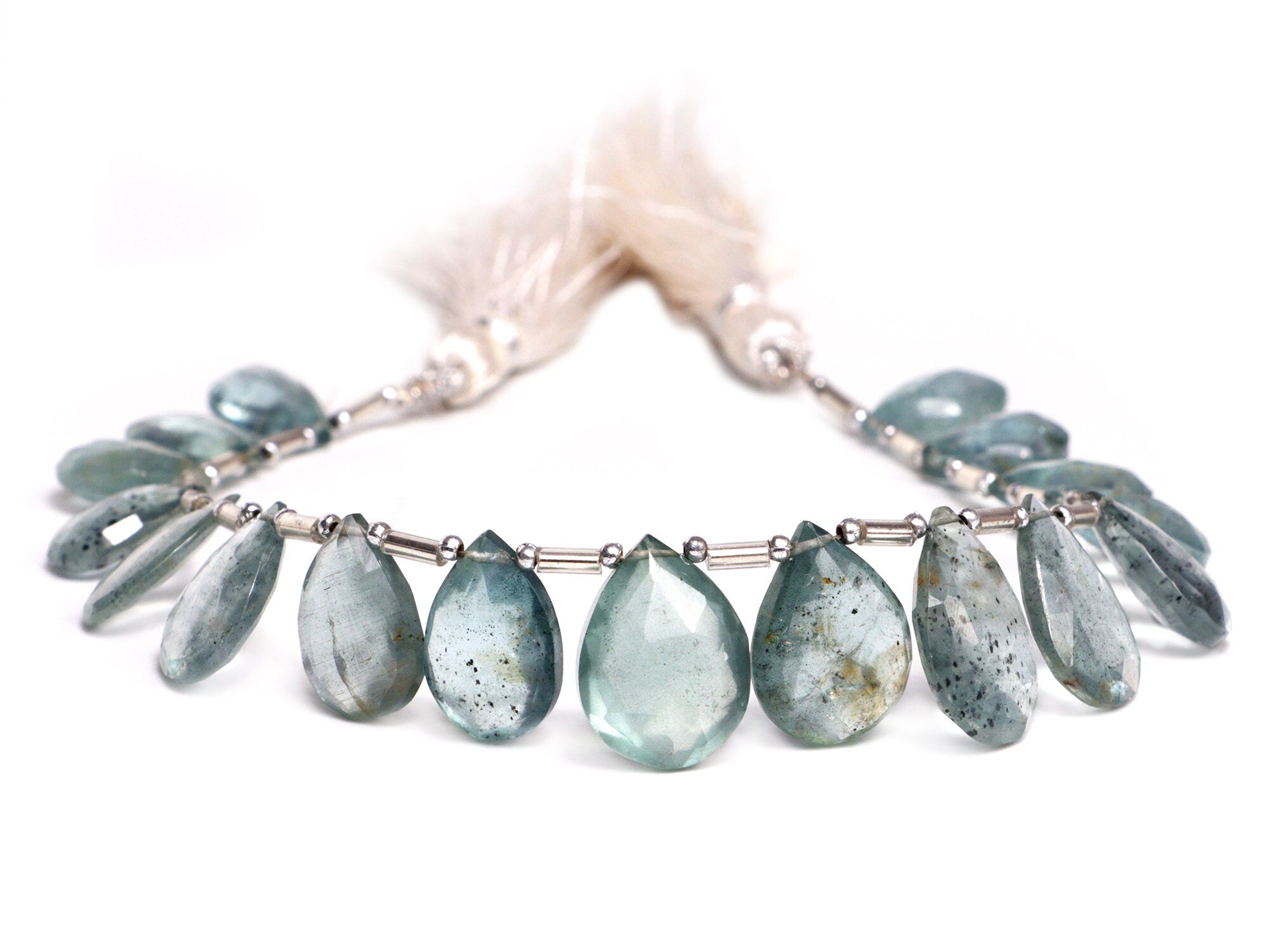 AA Quality Moss Aquamarine Faceted Pear Beads Briolettes, SKU2055