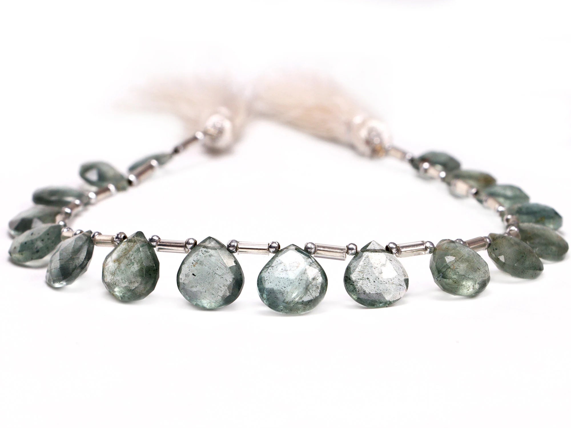 AA Quality Moss Aquamarine Faceted Heart Beads Briolettes, SKU2056