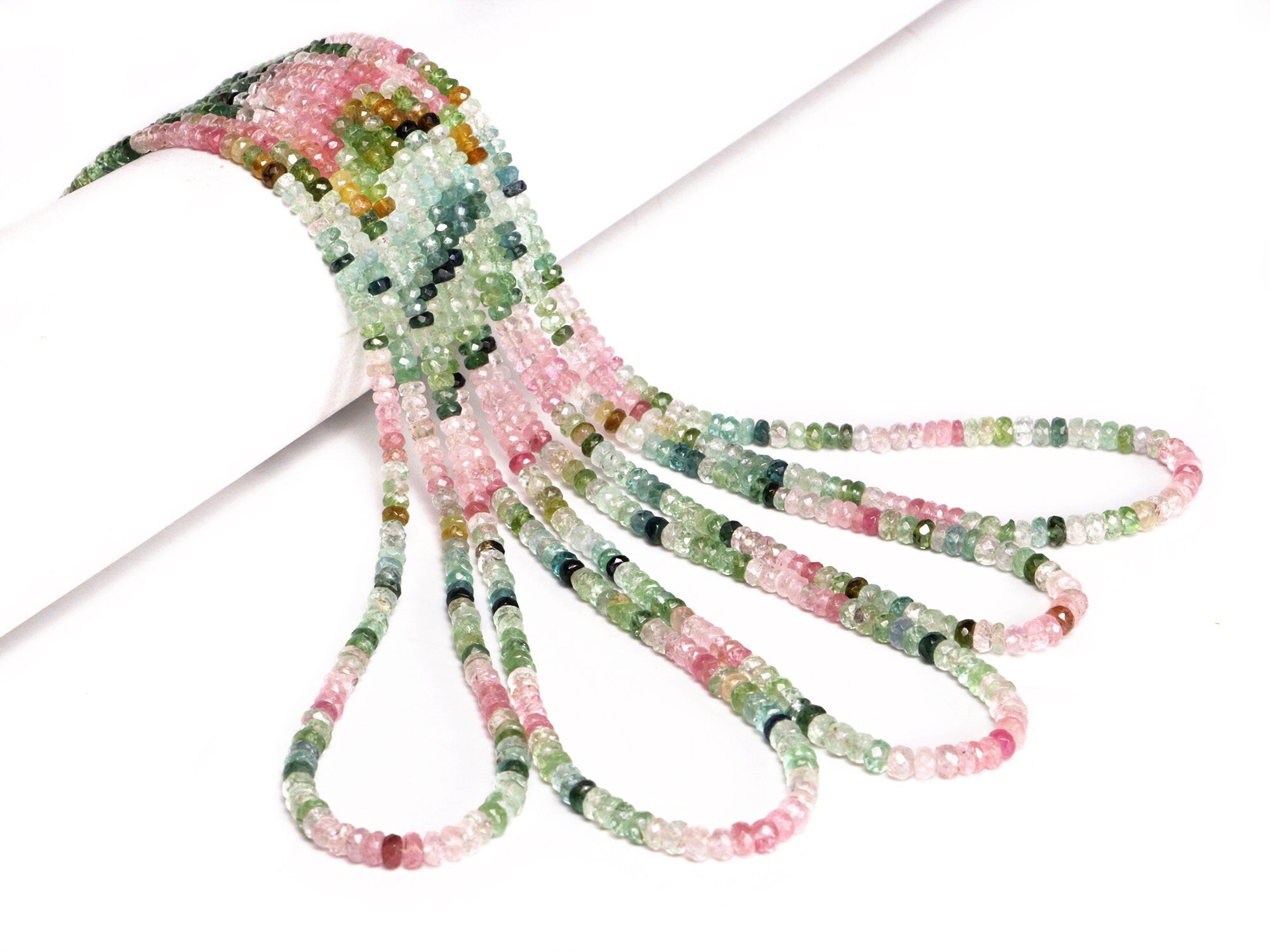 AA Quality Afghani Multi Tourmaline Faceted Rondelle Beads, SKU2067