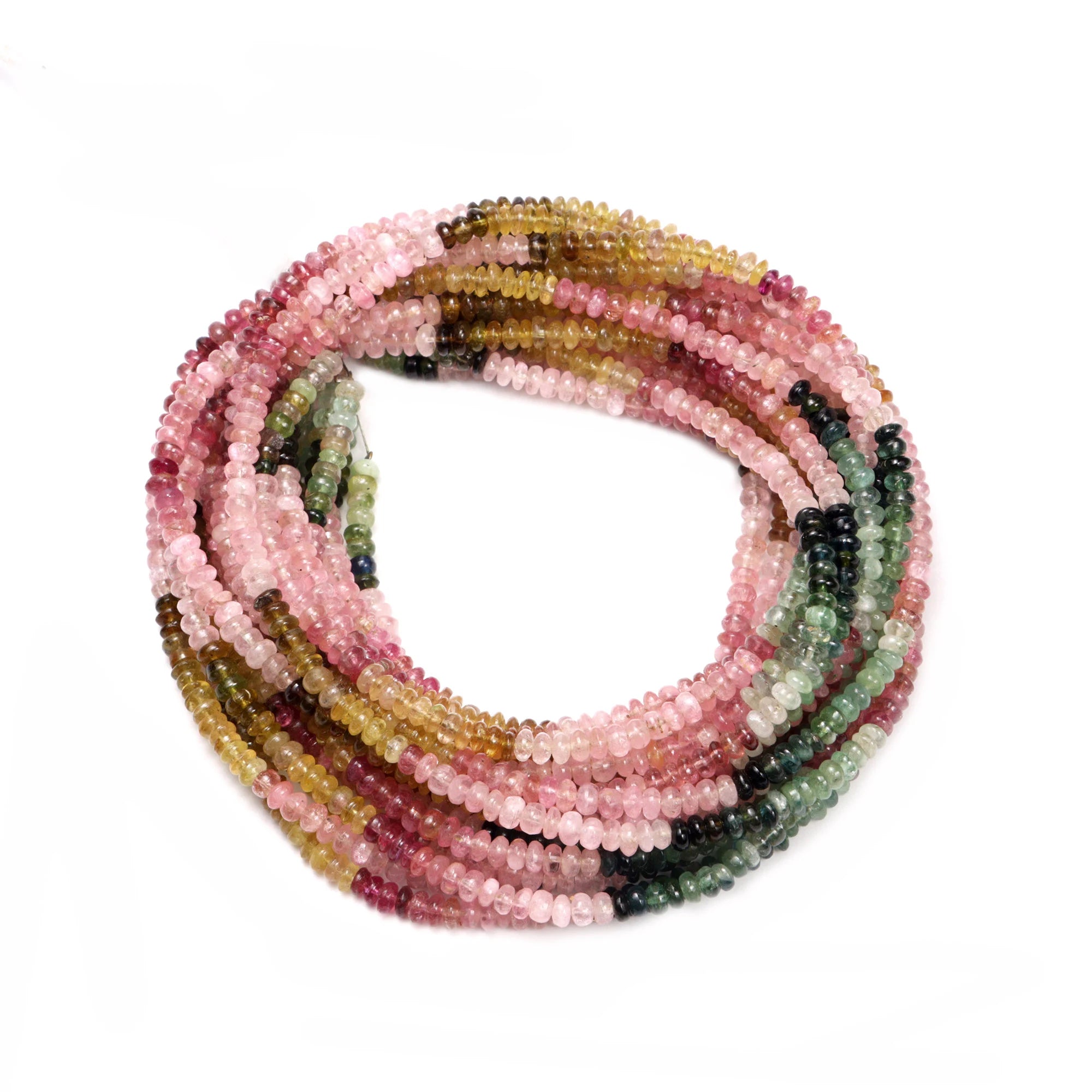 Afghani Multi Tourmaline Smooth Rondelle Beads, SKU2069